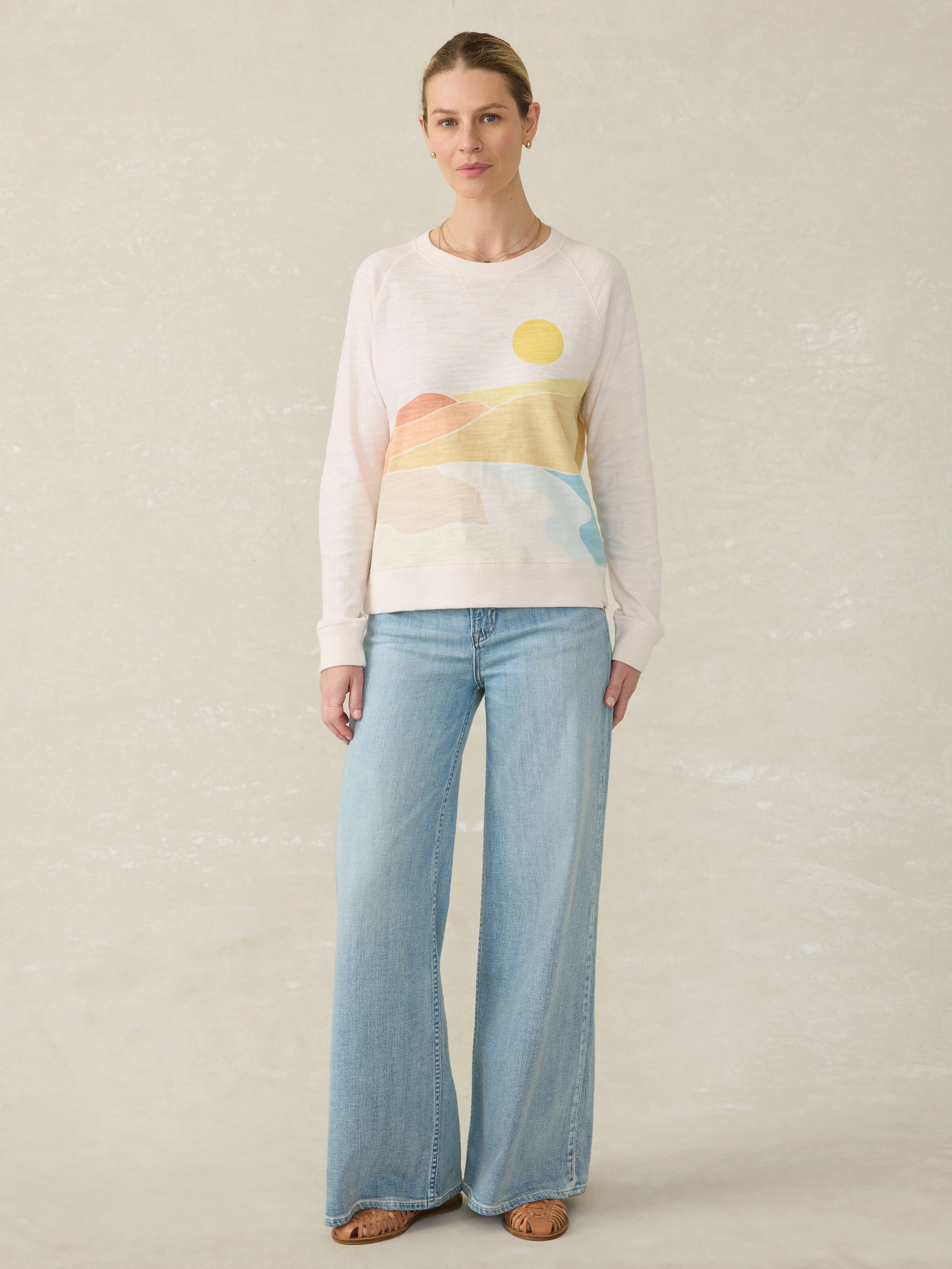 Sunwashed Slub Crew - Sandshell Soleil