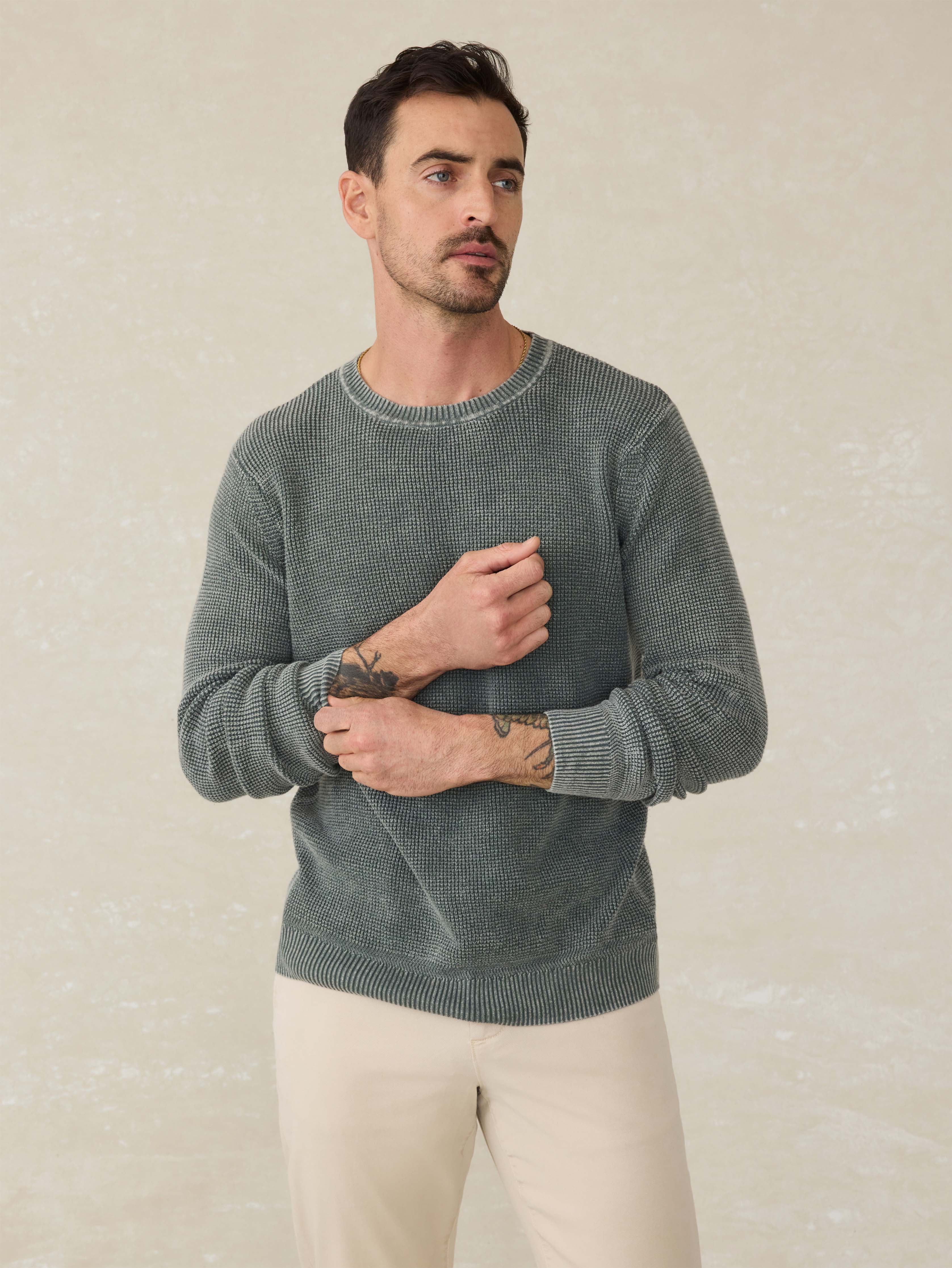 Sunwashed Crewneck Sweater - Mountain Olive