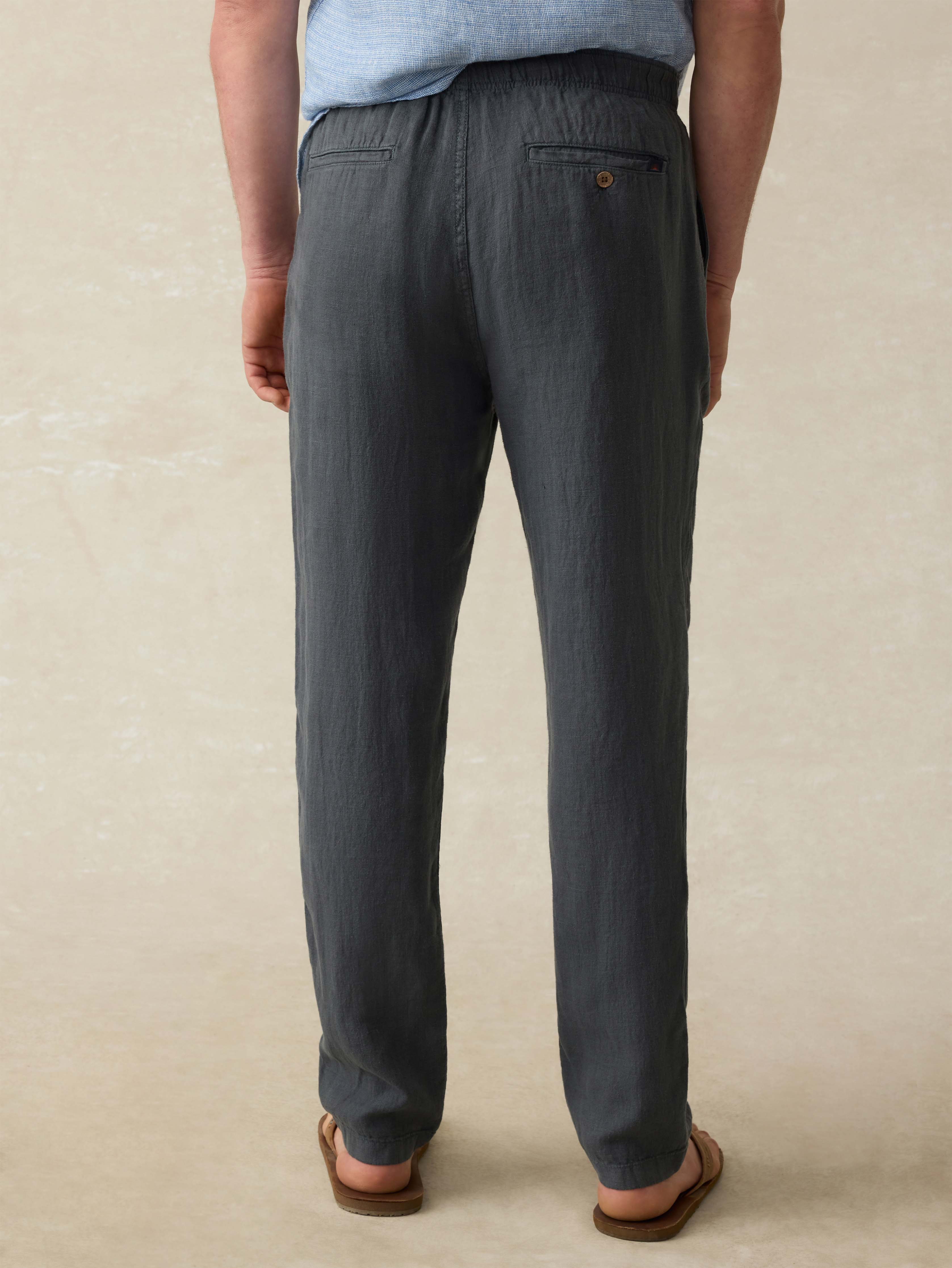 Linen Drawstring Pant - Washed Black