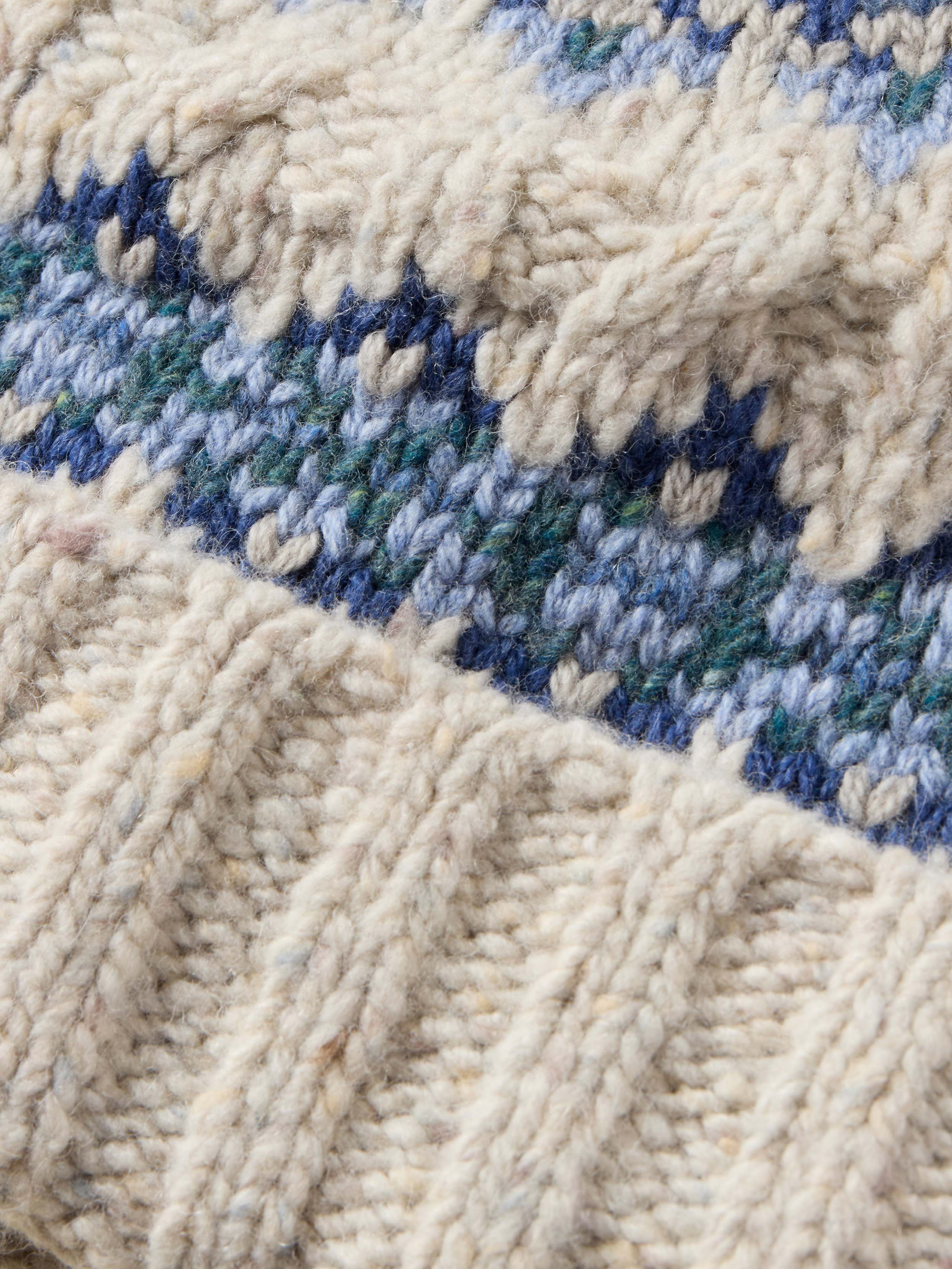 Highland Fairisle Pom Beanie - Snow