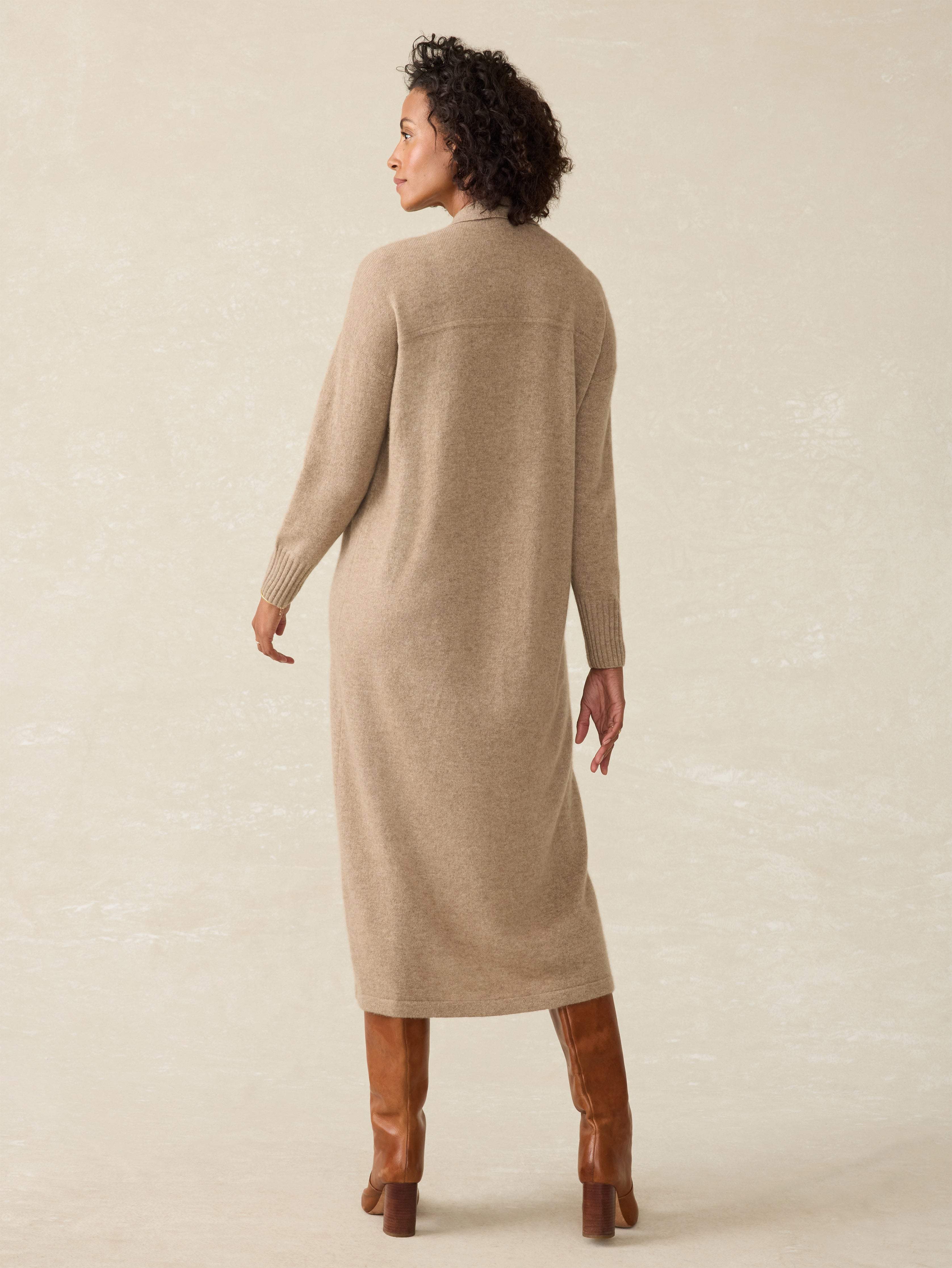 Tropical Cashmere Maxi Shirtdress - Driftwood