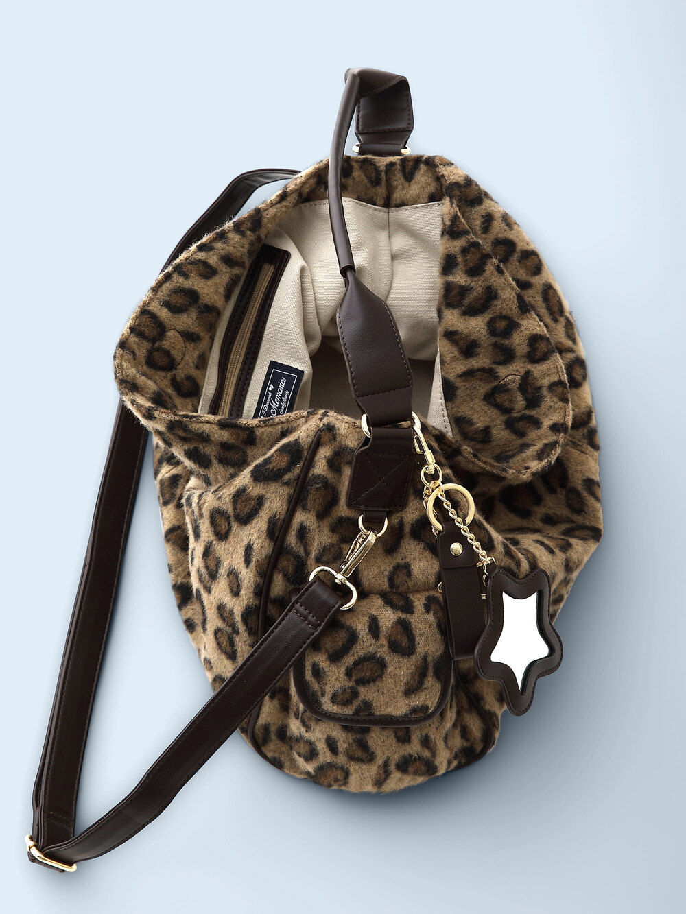 Wool Leopard Pillow Bag Beige