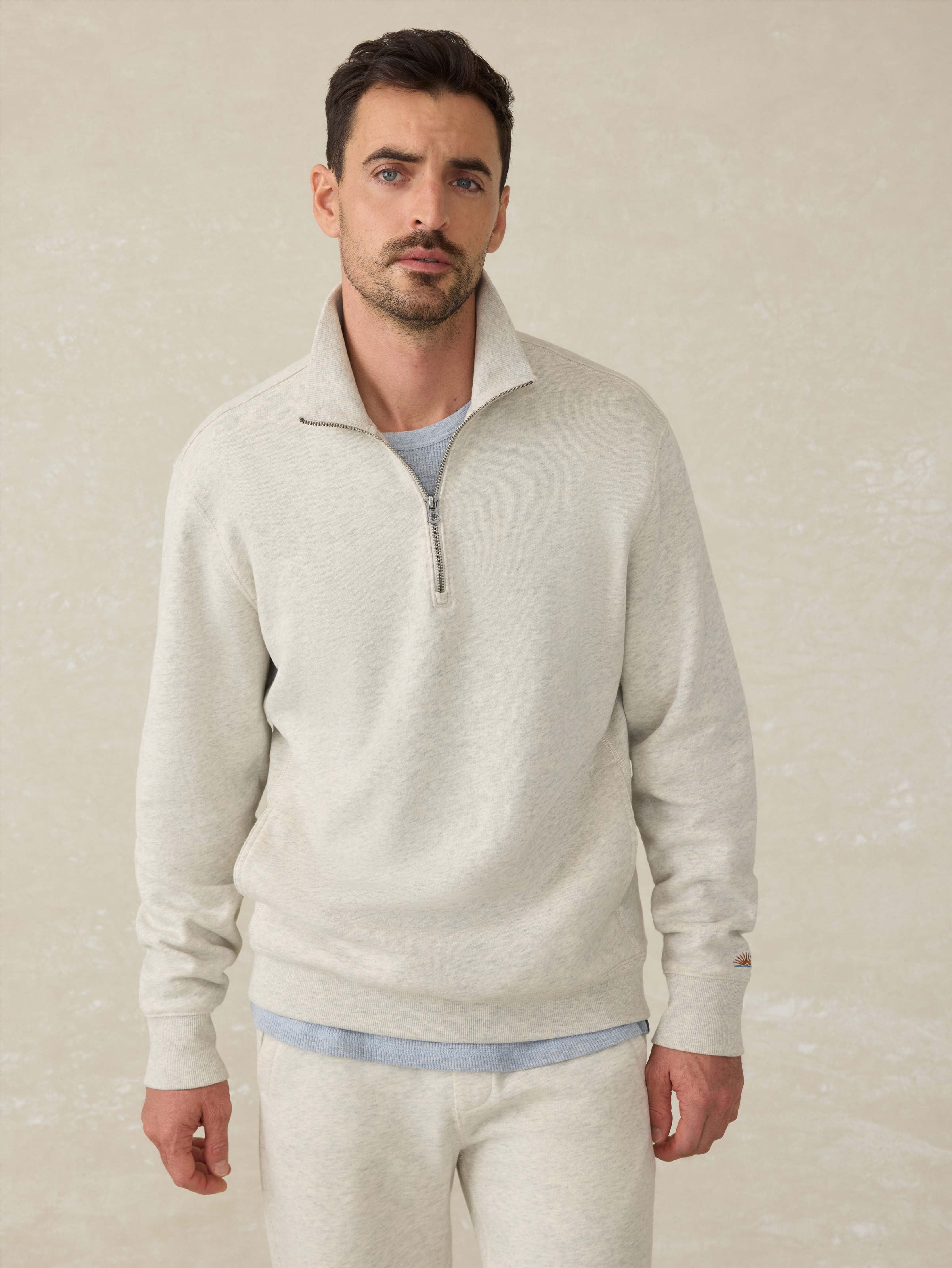 High Standard Fleece Quarter Zip - Antique Ivory Heather