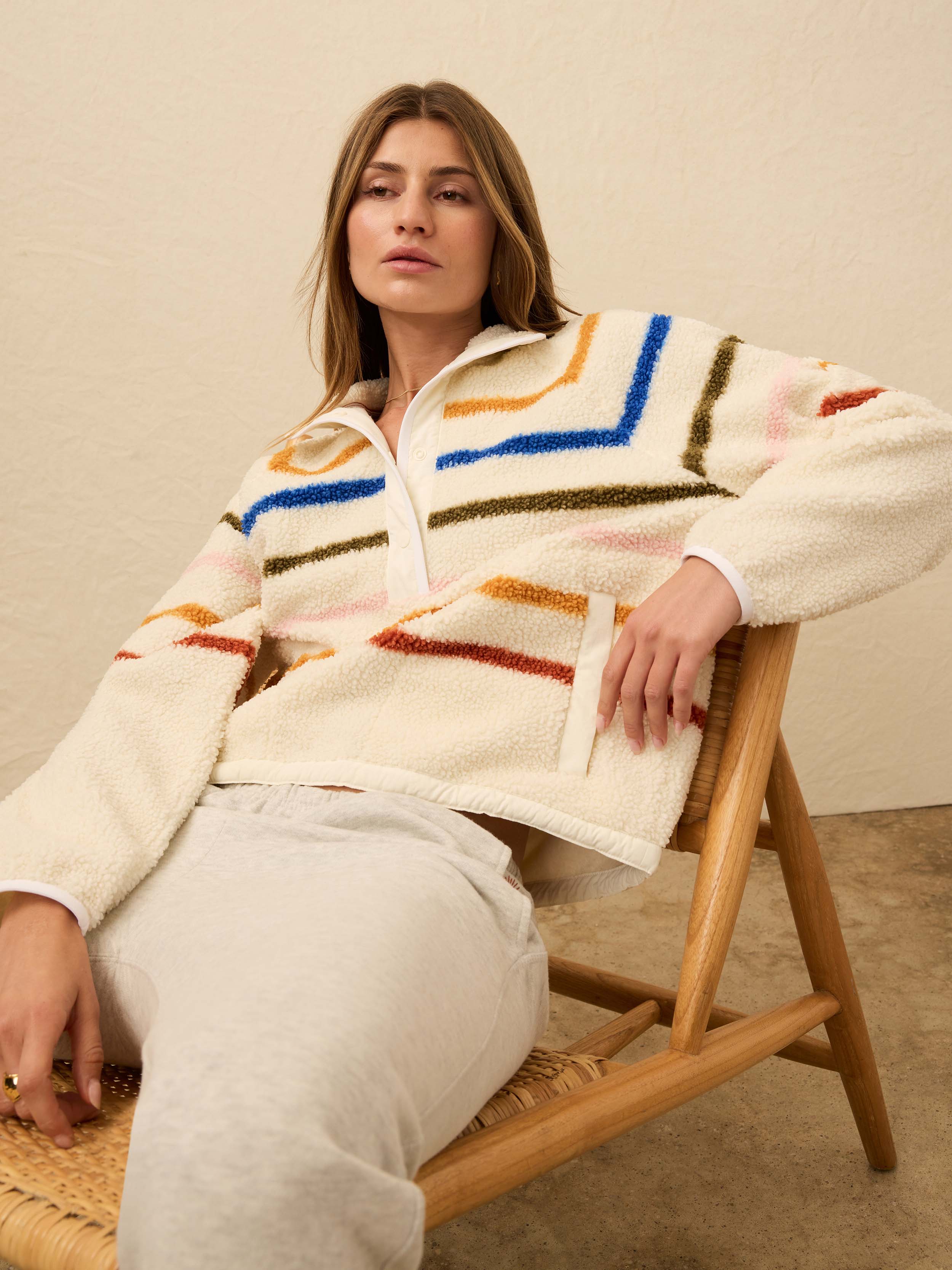 Fireside Fleece Popover - Dream Fleece Stripe
