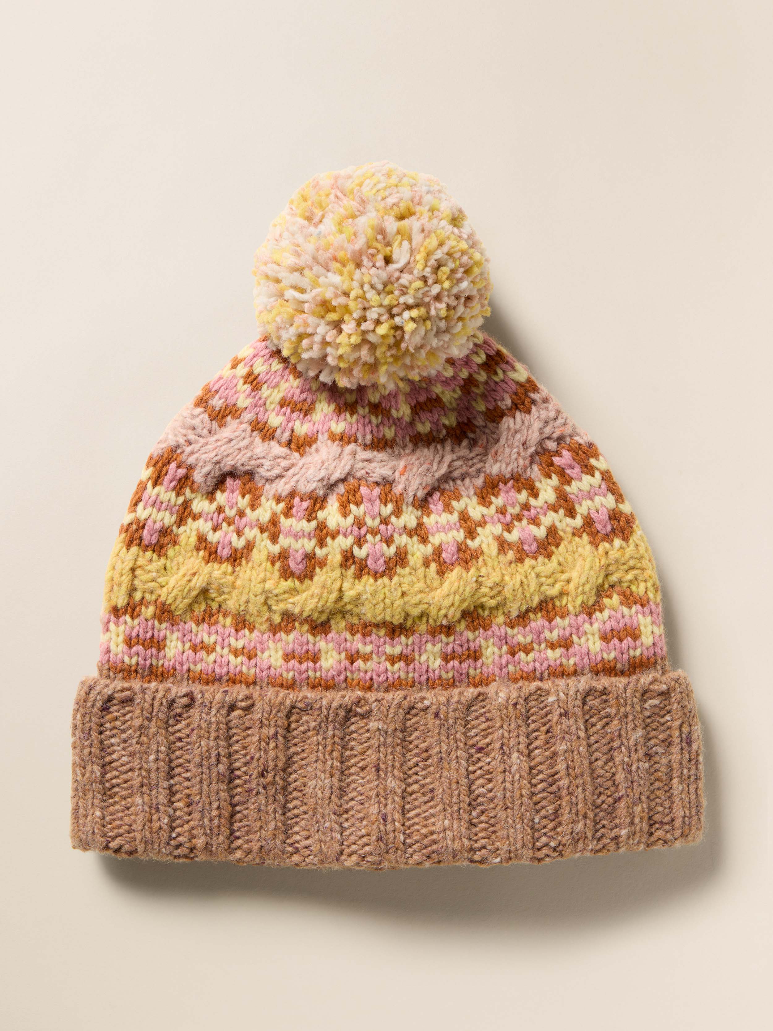 Highland Fairisle Pom Beanie - Haze