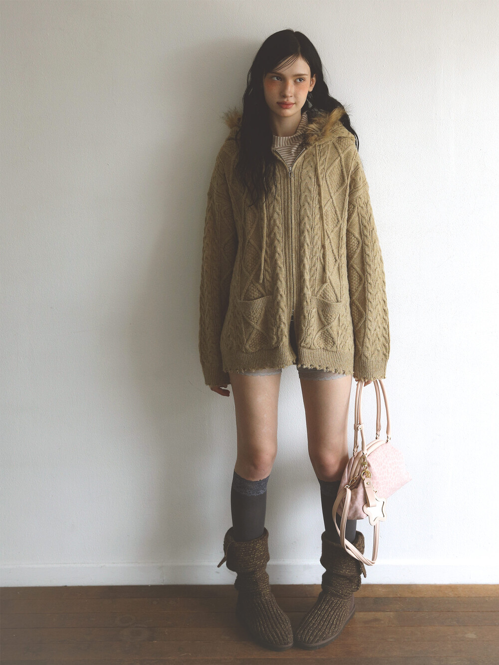 Washed Leopard Dumpling Bag Pink