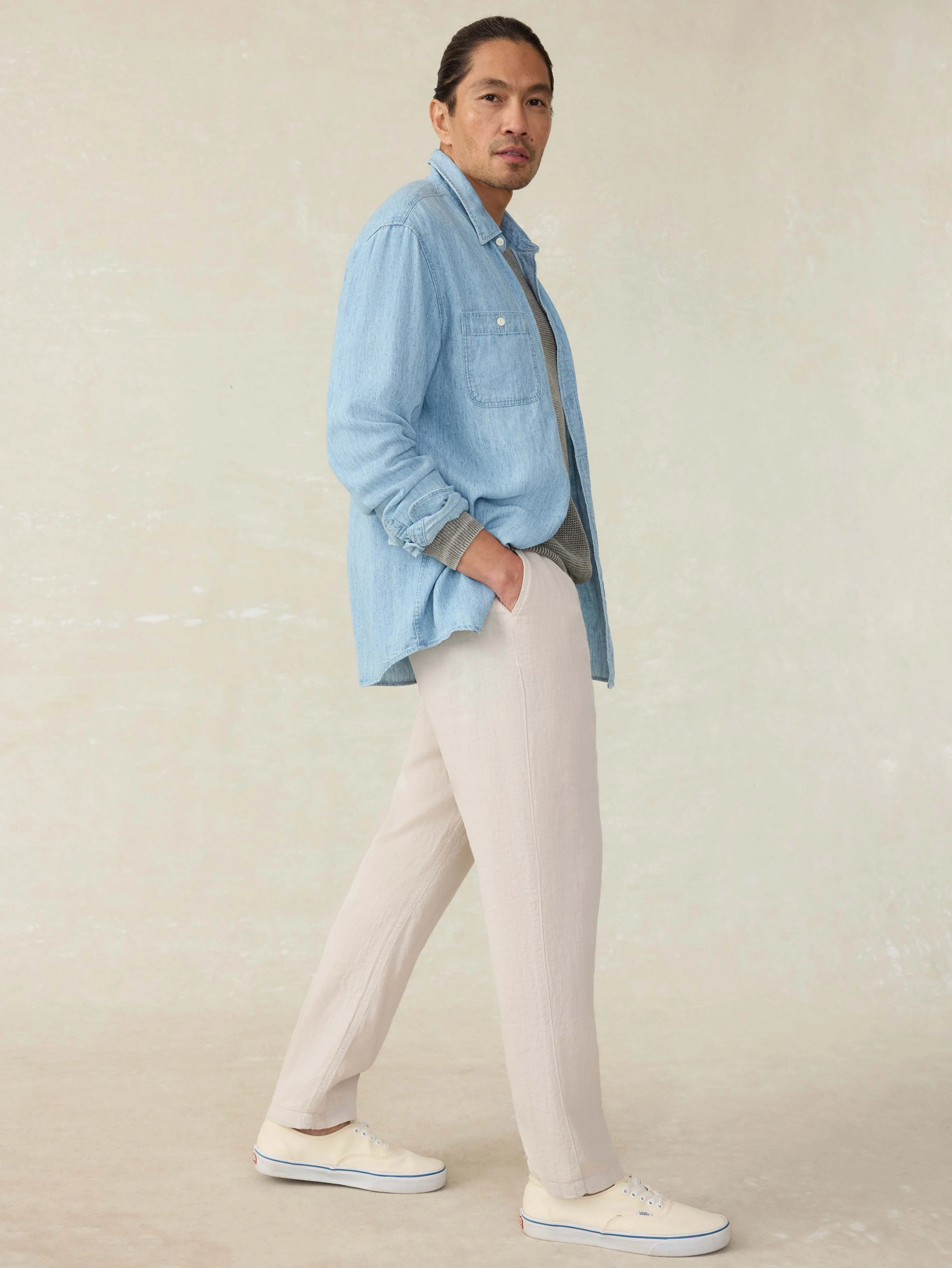 Linen Drawstring Pant - Weathered Sand