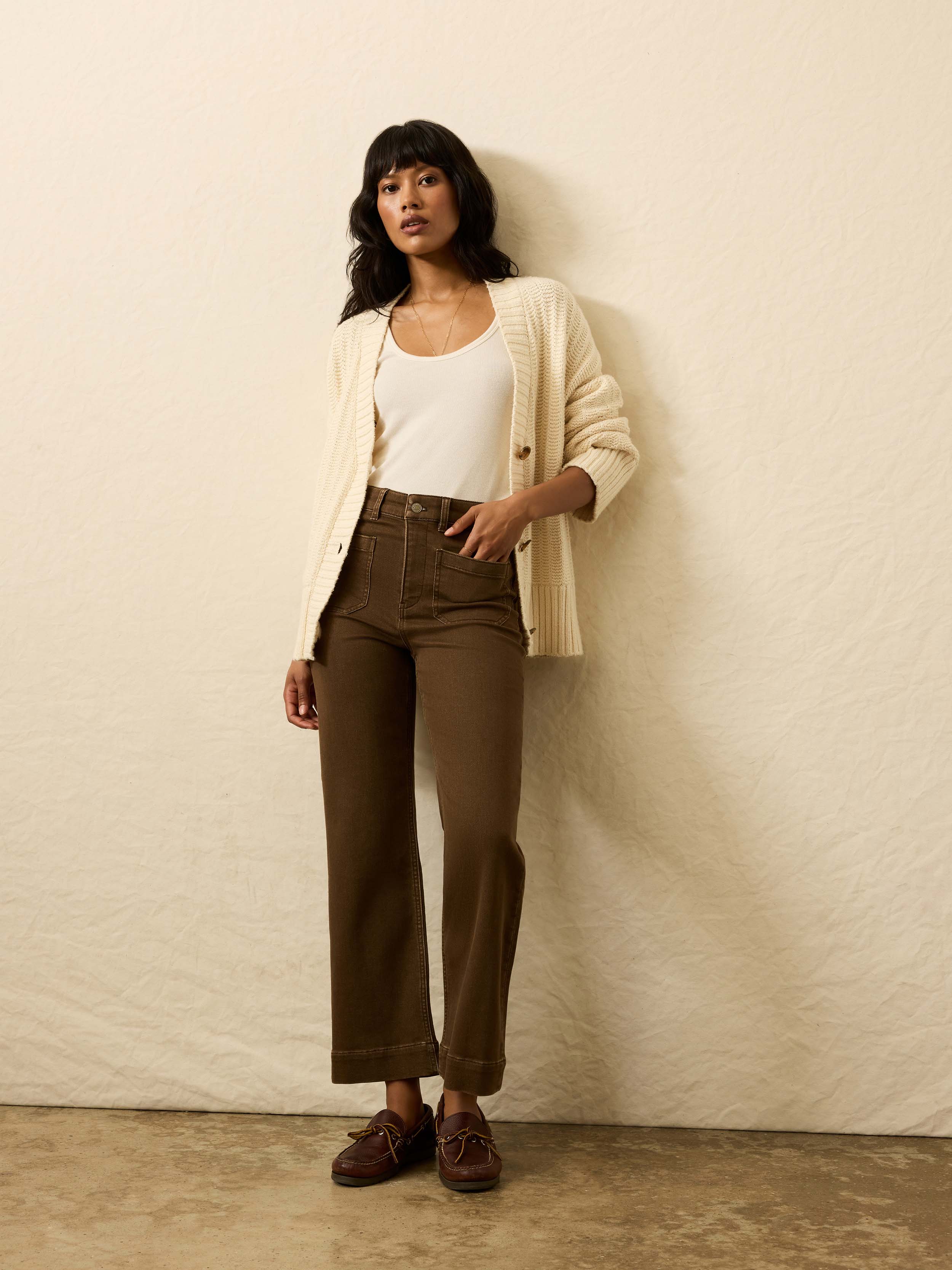 Stretch Terry Patch Pocket Ankle Pant - Walnut