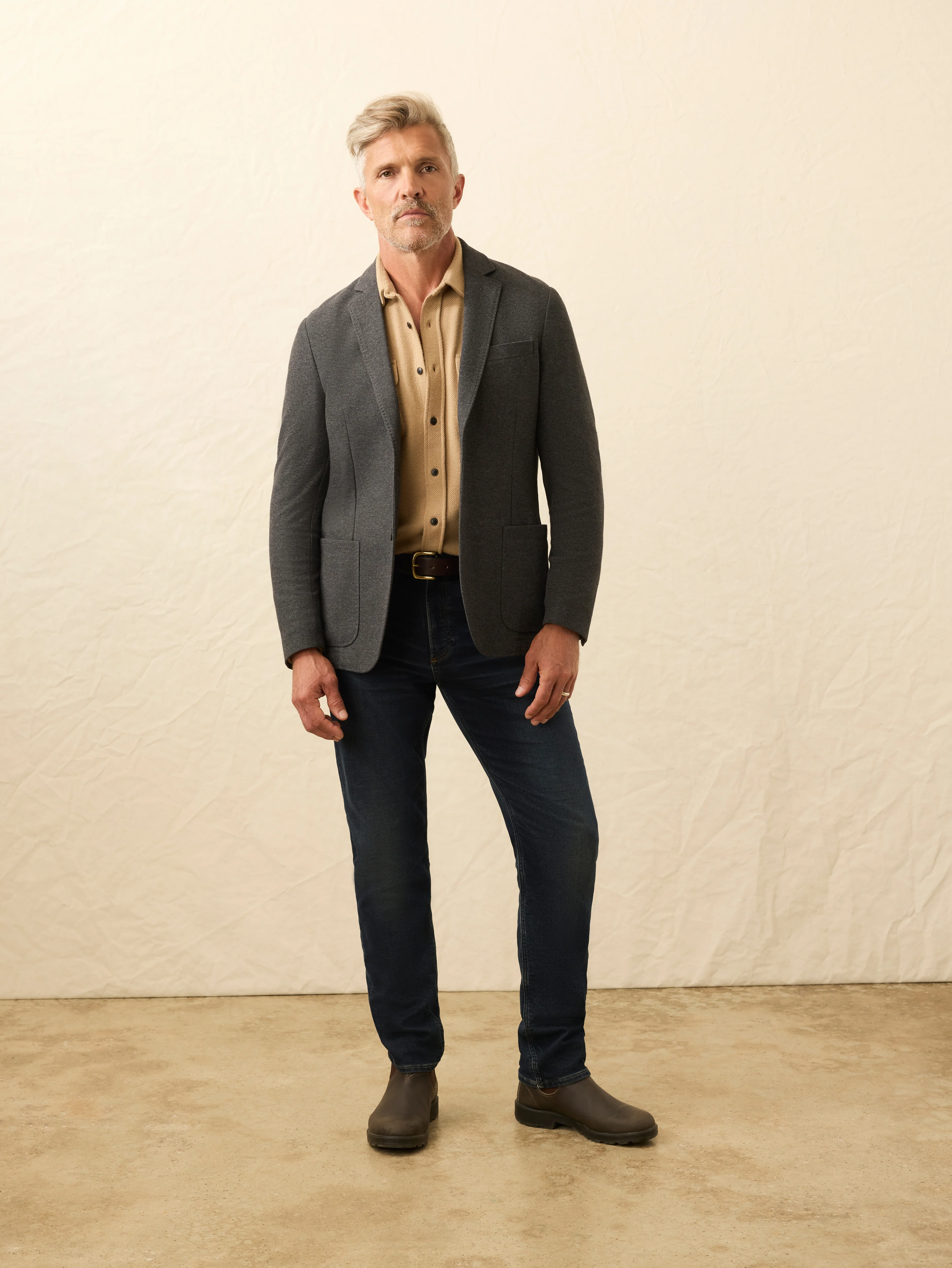 Portugal Knit Blazer - Charcoal Cliff