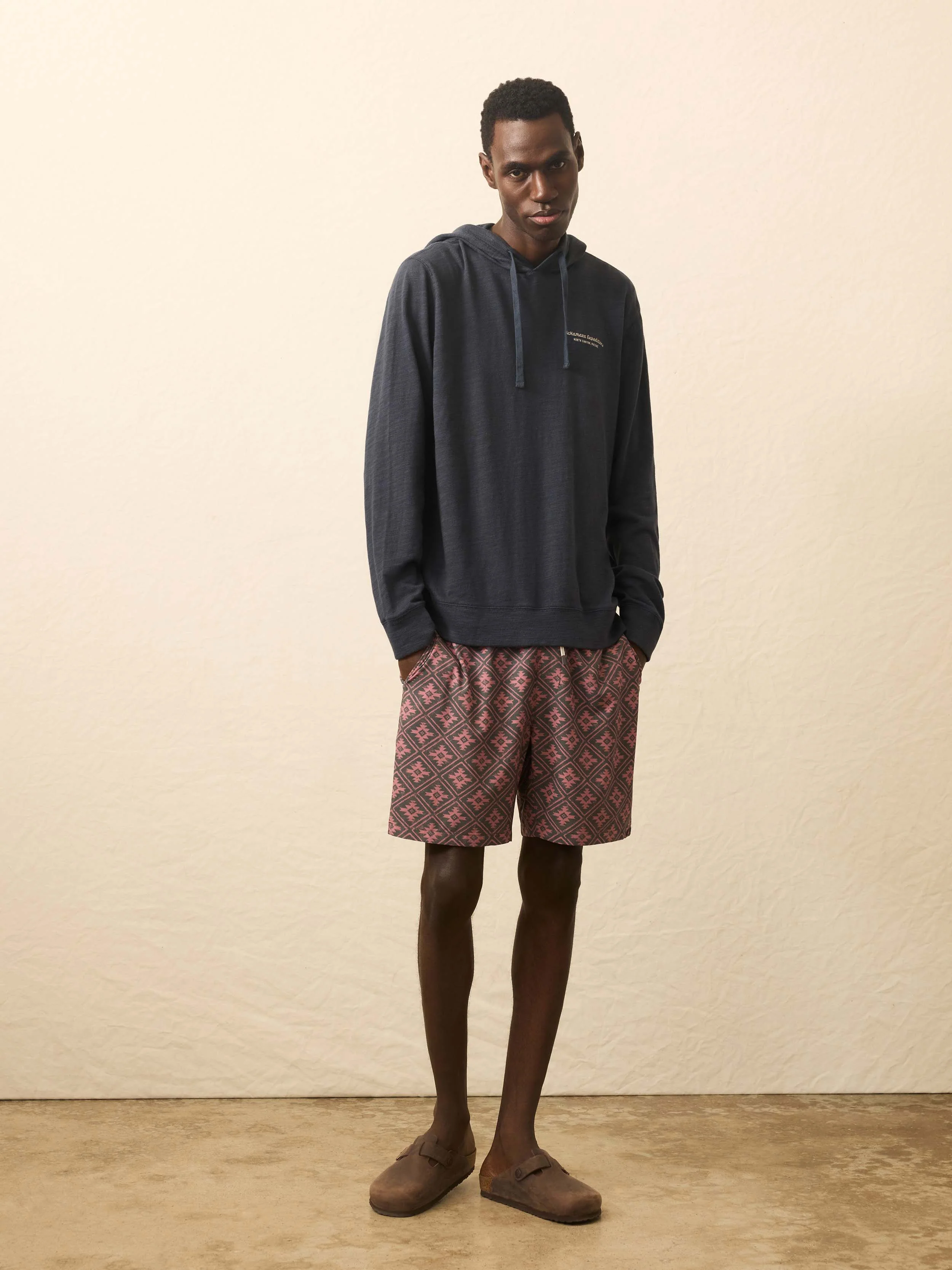 Nazare Sunwashed Slub Hoodie - Blue Nights