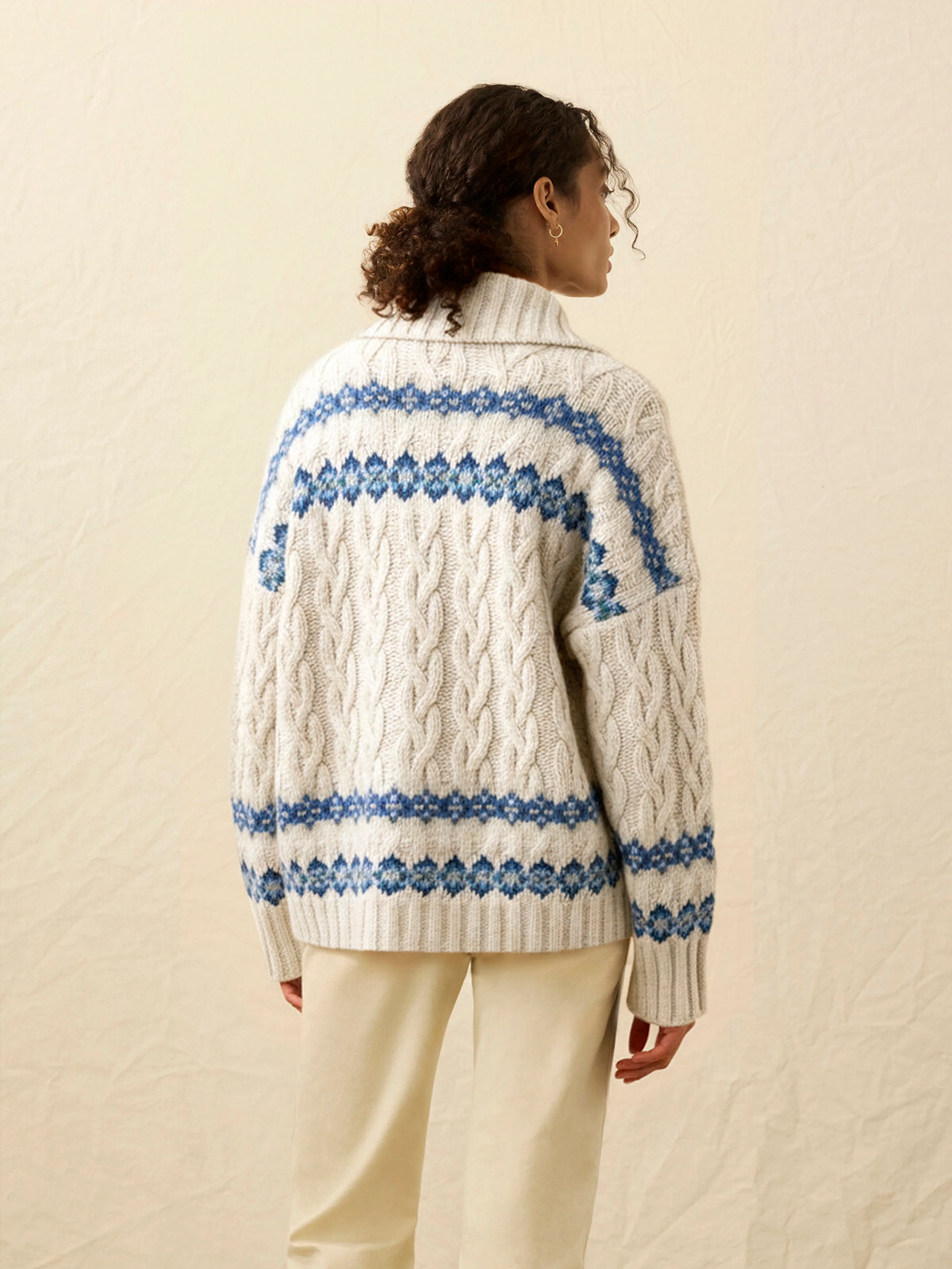 Highland Fairisle Cardigan - Lakeside Fairisle Snow