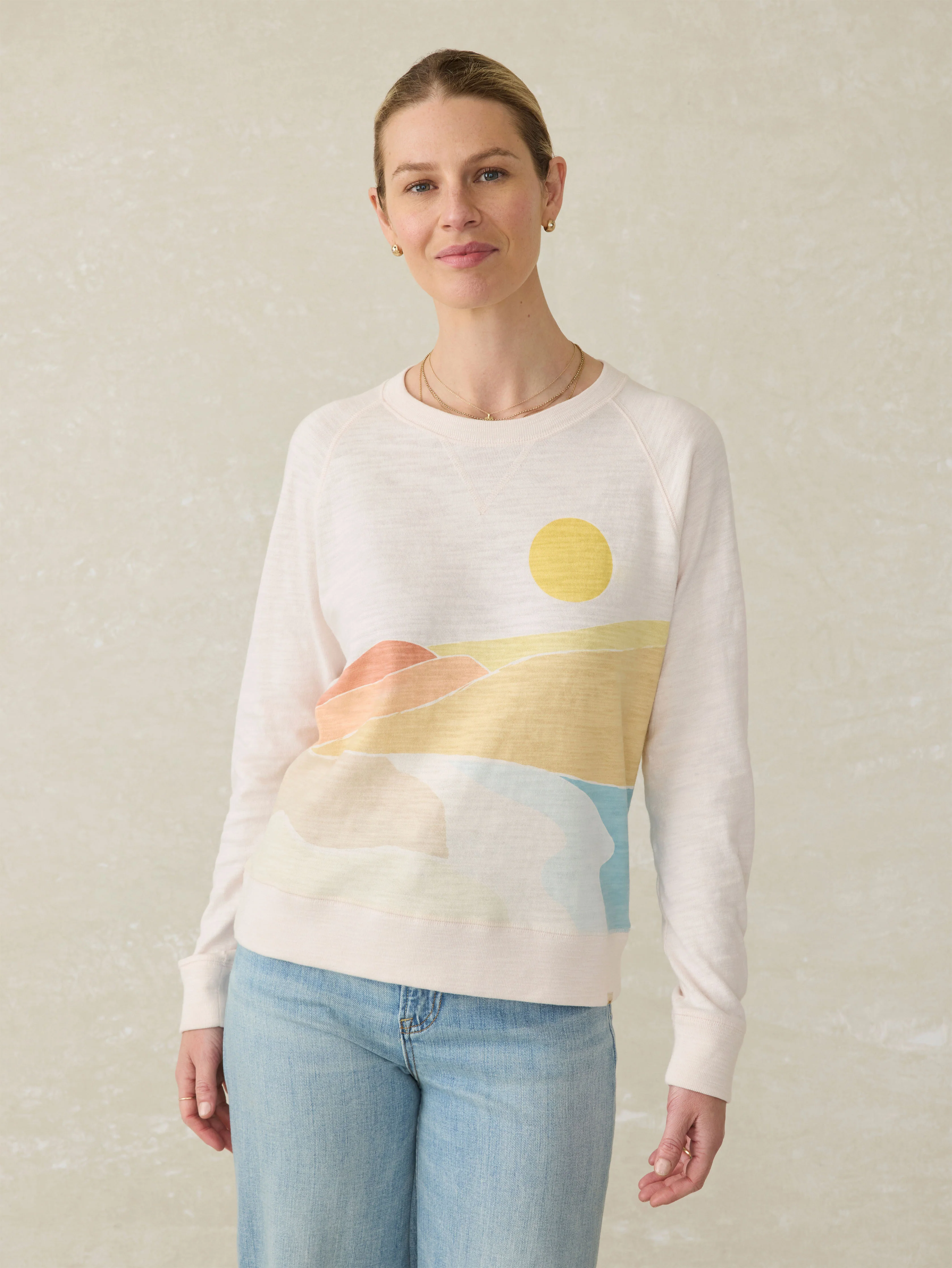 Sunwashed Slub Crew - Sandshell Soleil