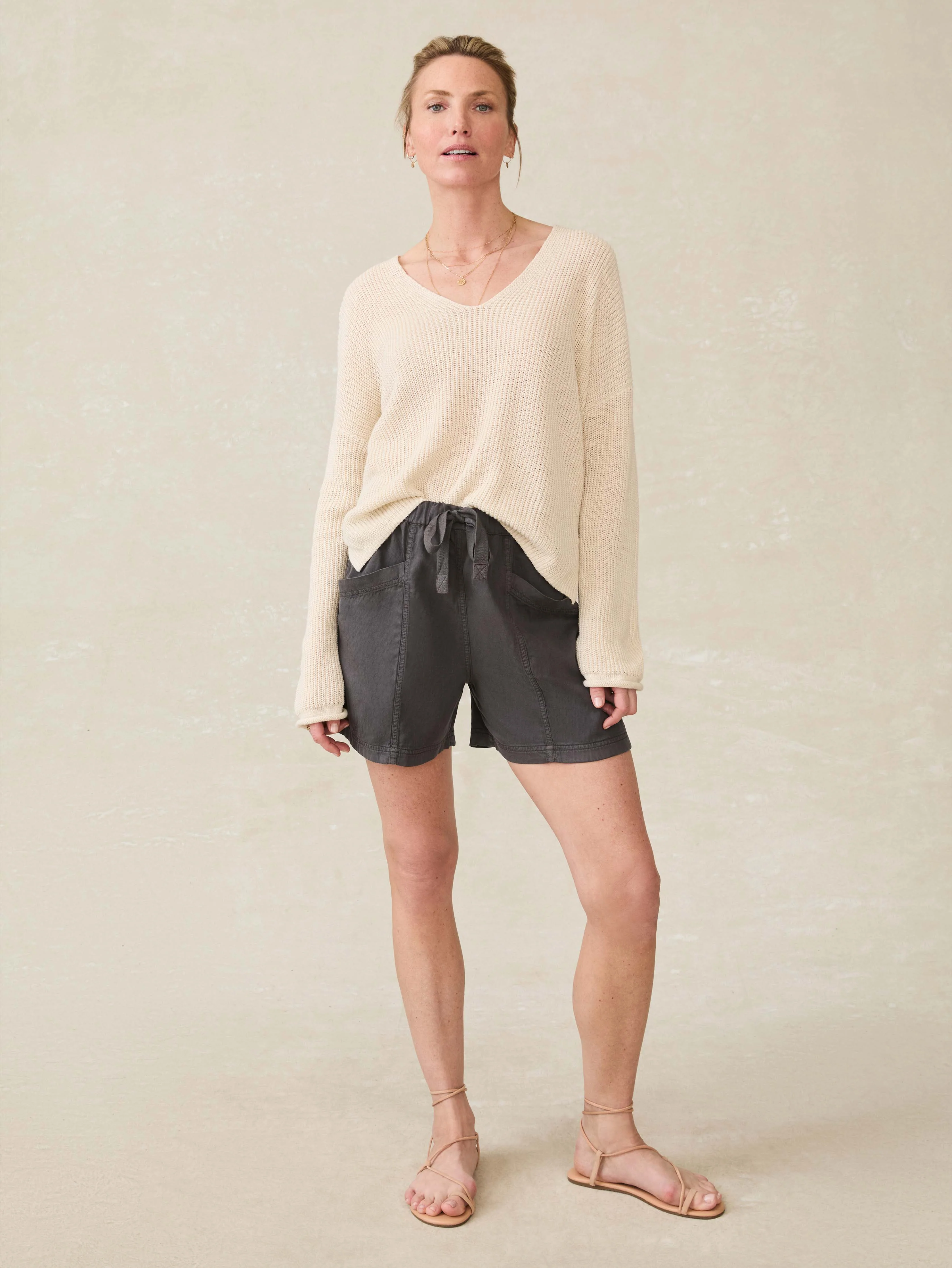 Topanga Drape Short - Washed Black