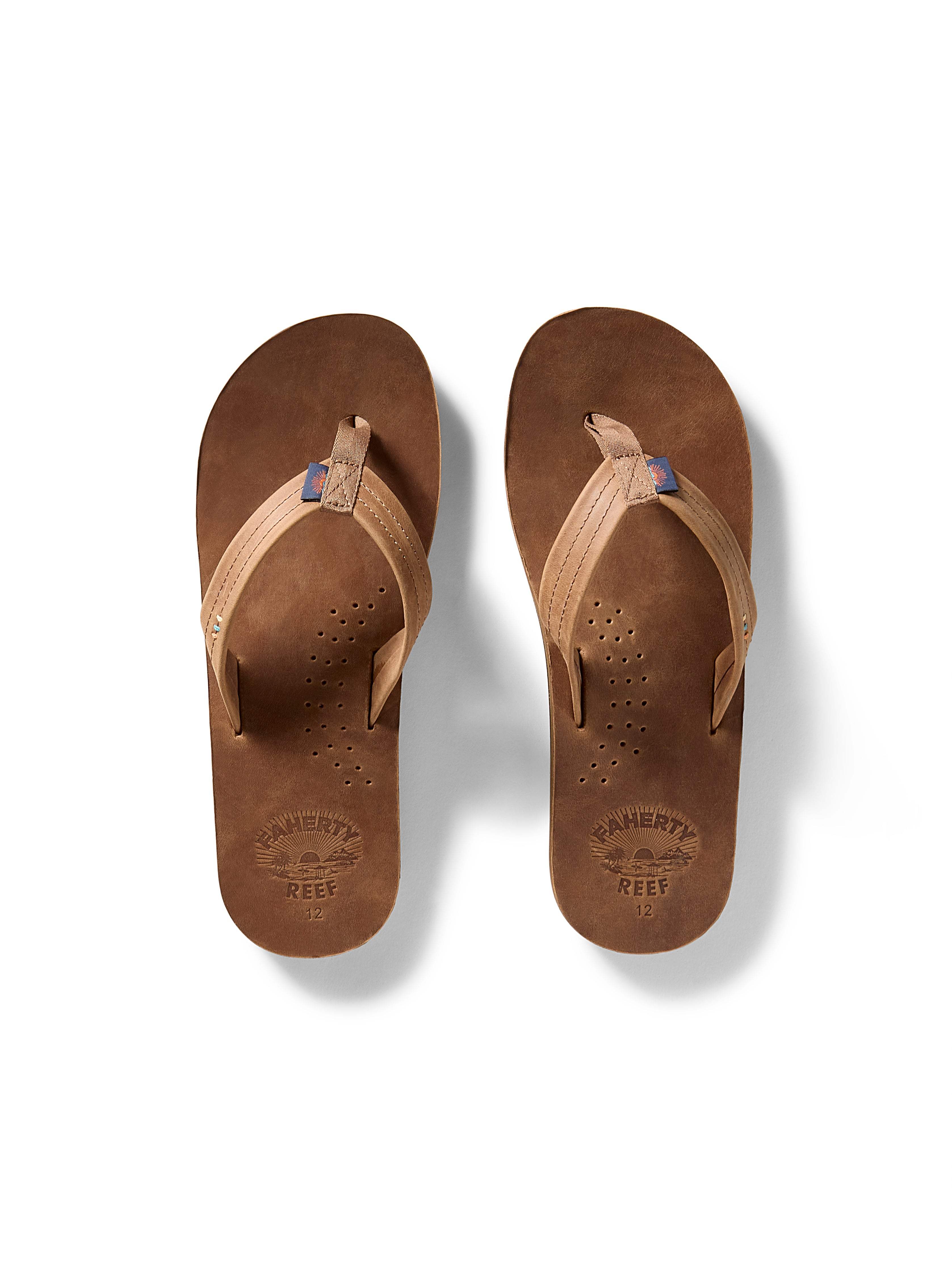 Faherty X REEF Men's Draftsmen Flip Flop - Dark Brown