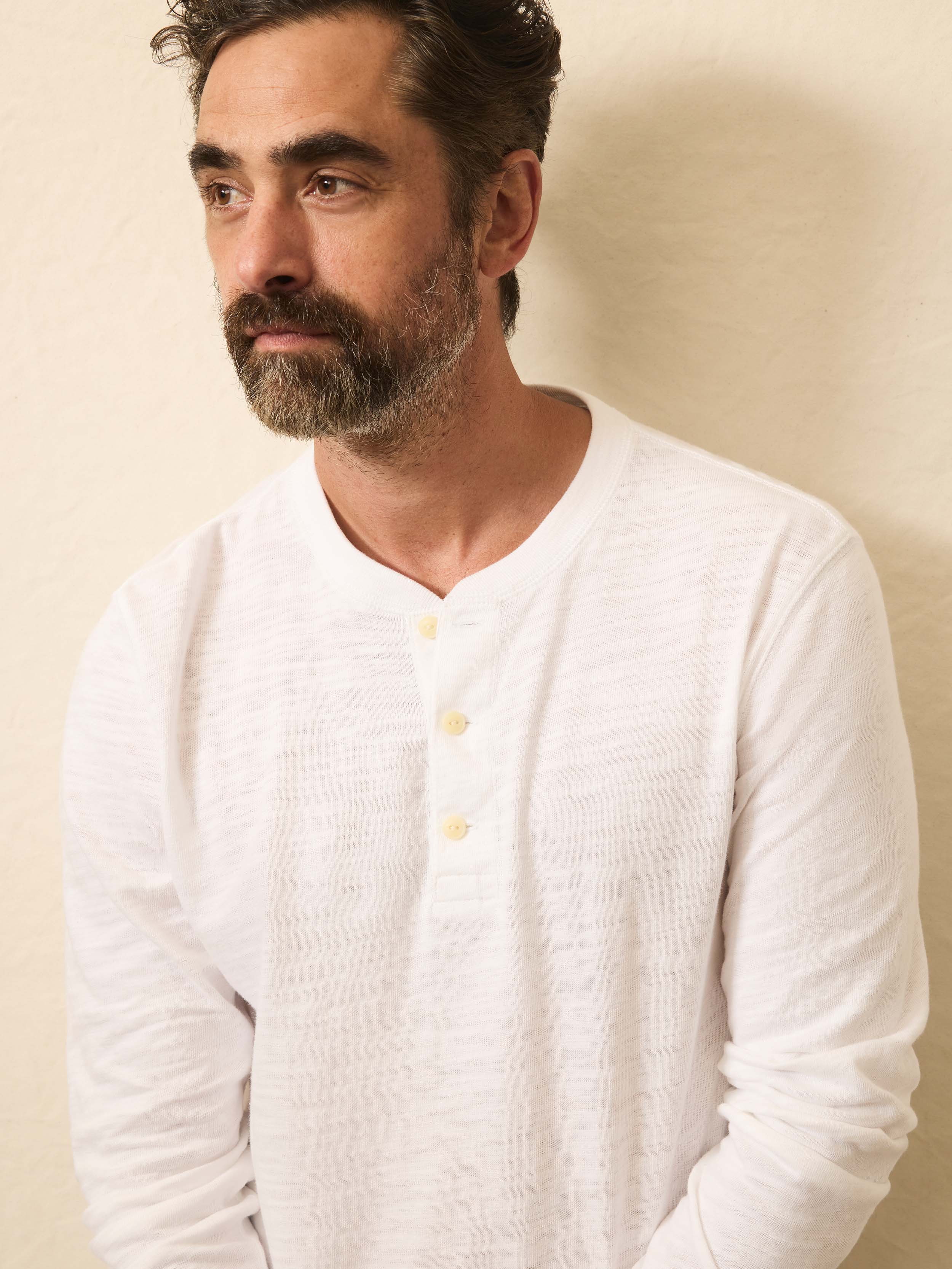 Sunwashed Slub Henley - White