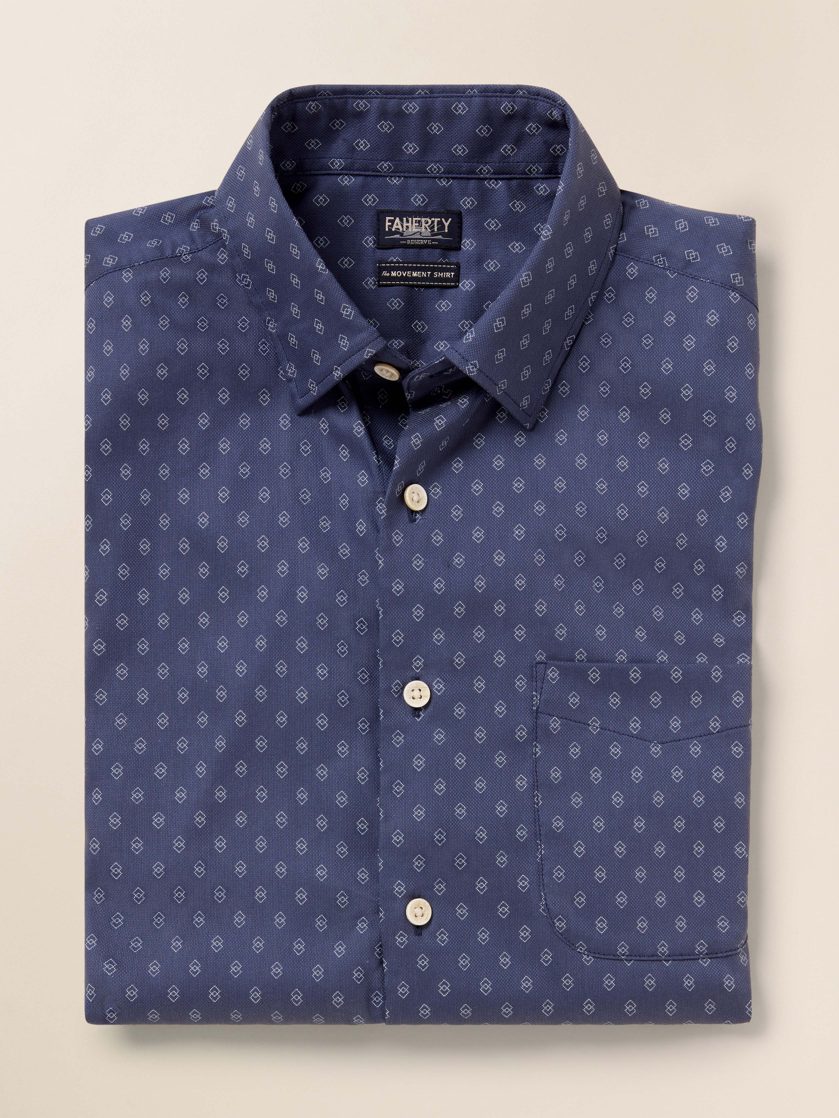 Short-Sleeve Movement™ Monterey Shirt - Navy Dusk Diamond