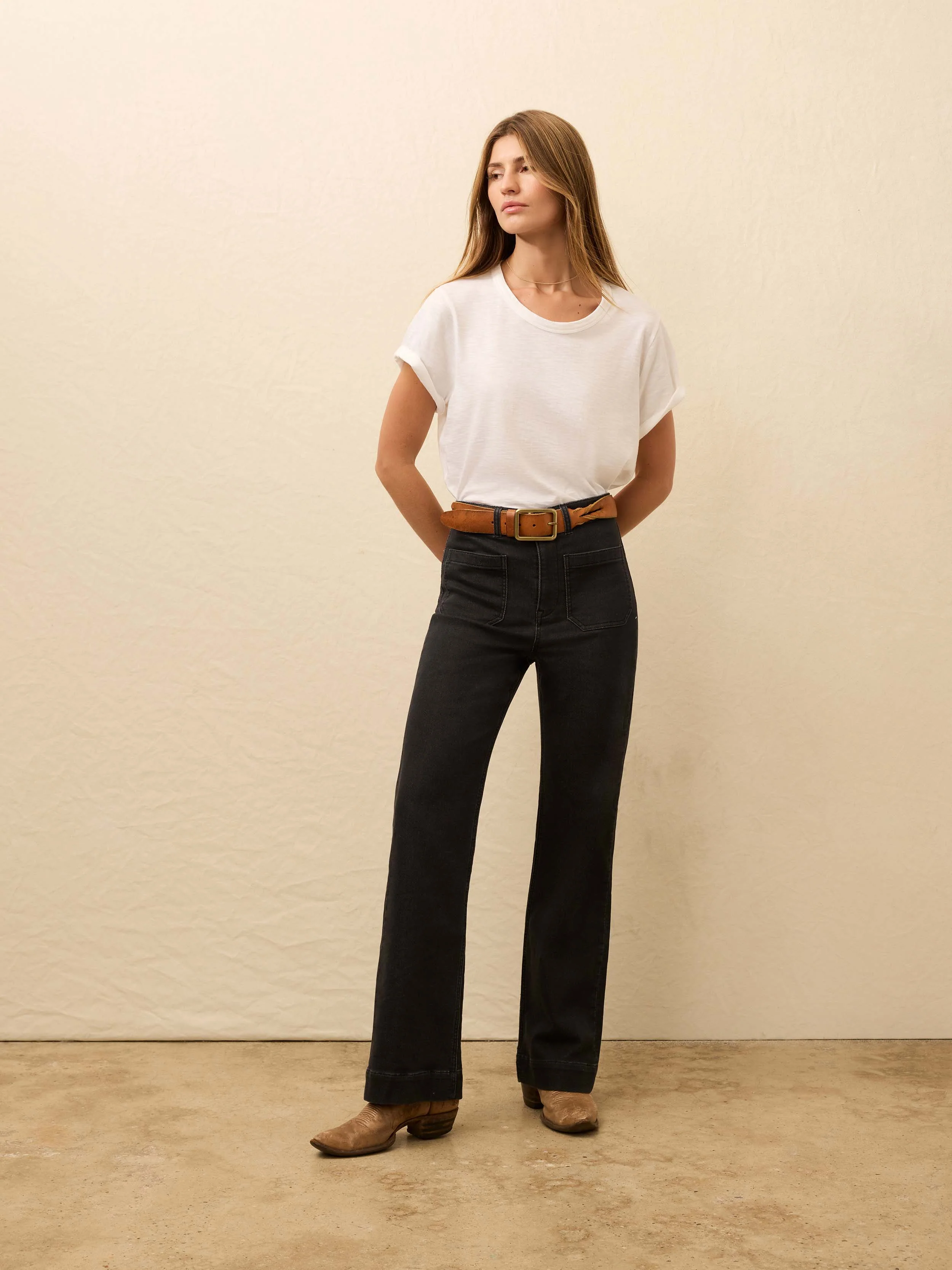 Stretch Terry Patch Pocket Ankle Pant - Onyx Black