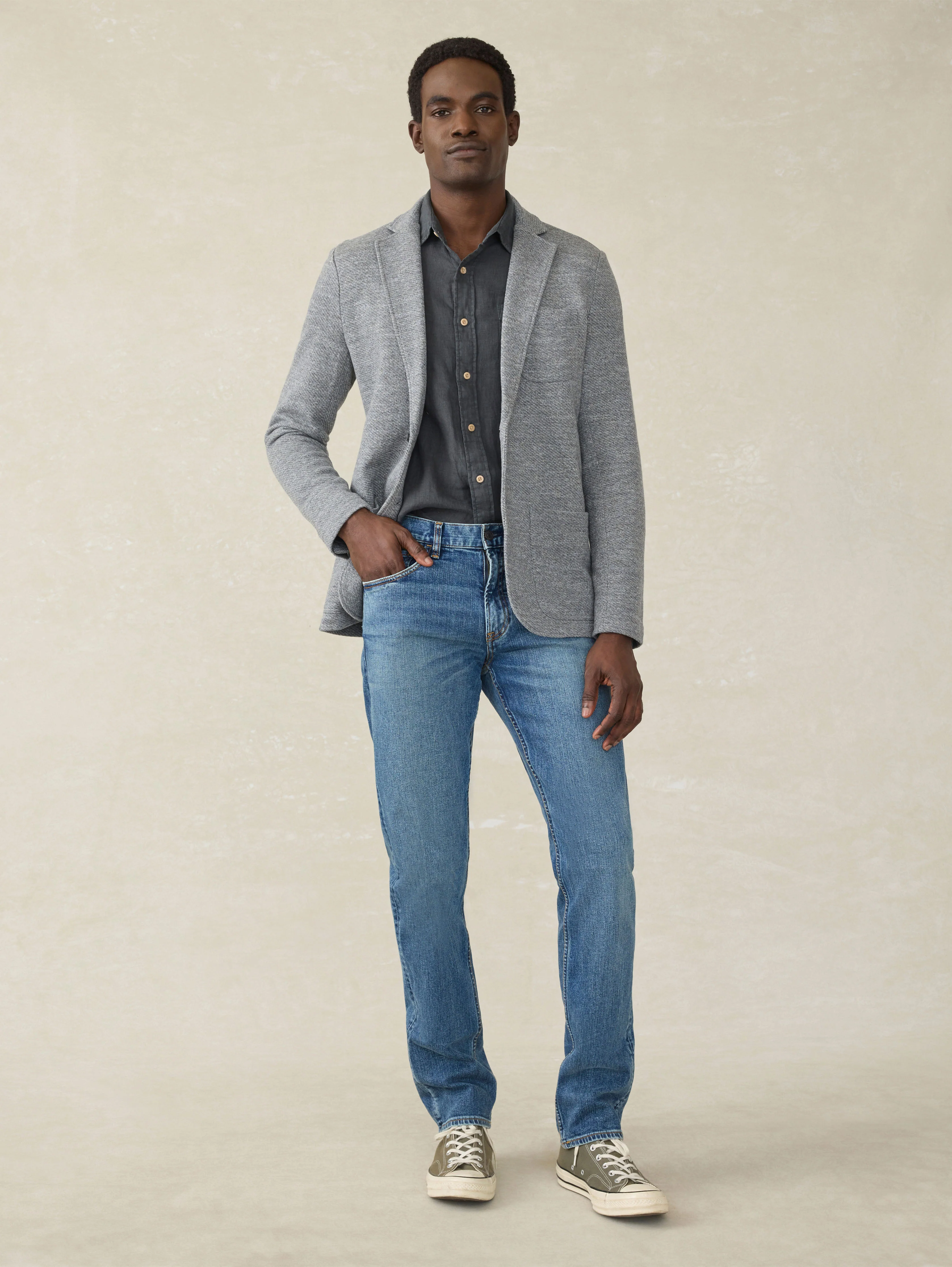 Inlet Knit Blazer - Medium Grey Melange