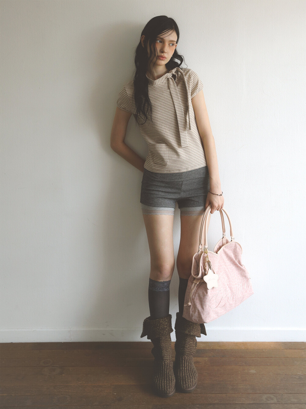 Washed Leopard Dimsum Bag Pink