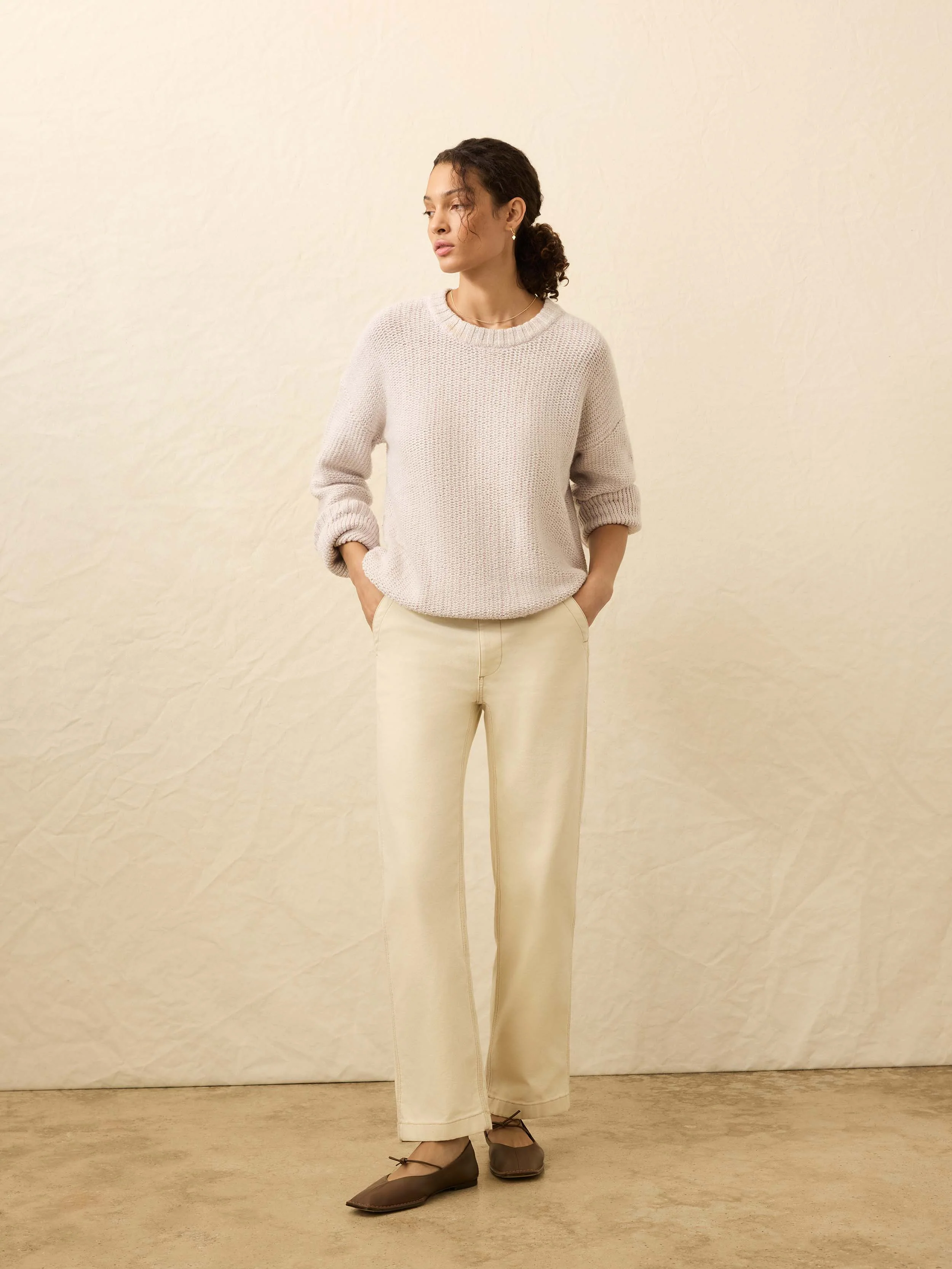 Heirloom Cotton Relaxed Crew - Seafog Stripe