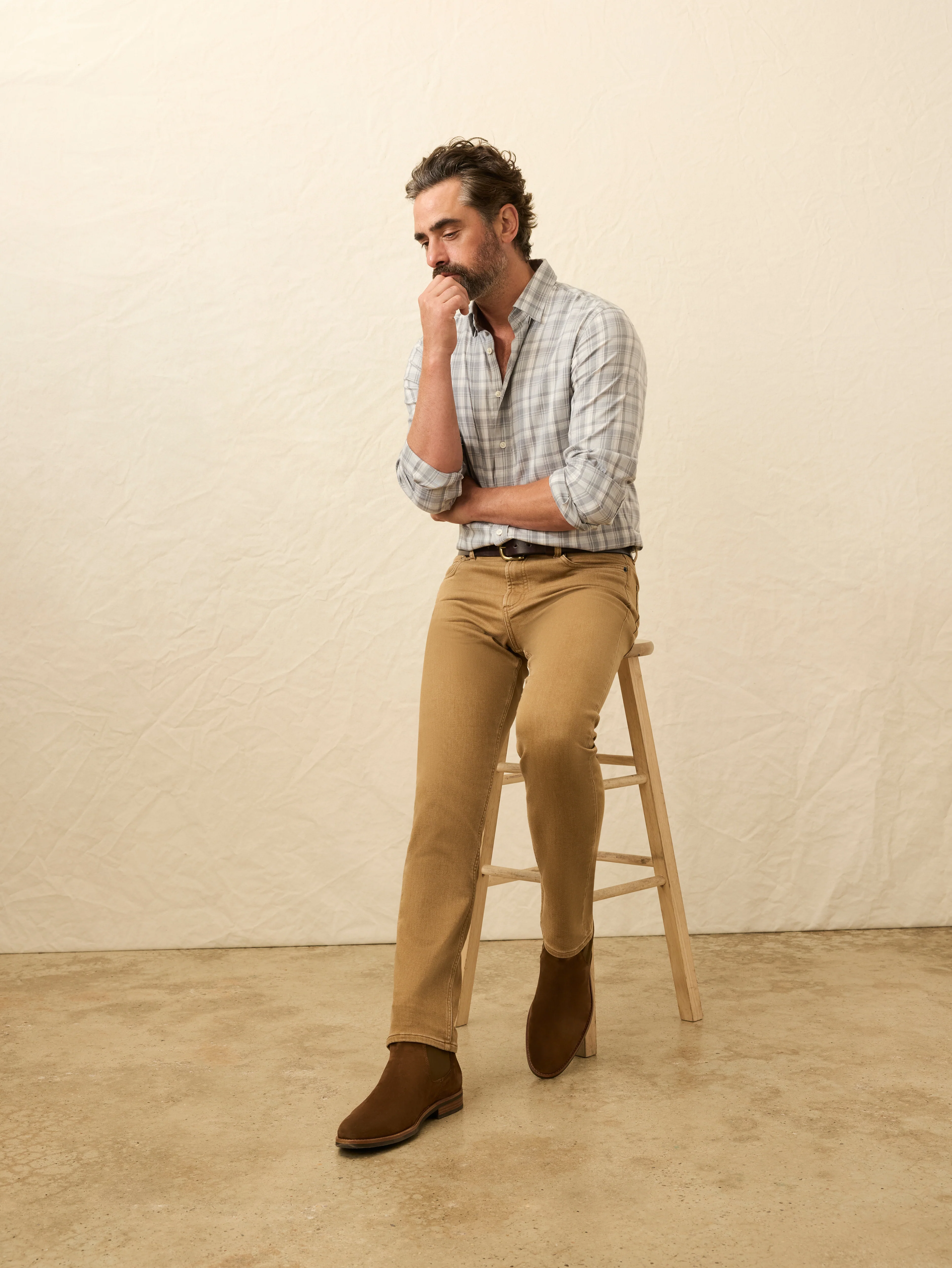 Stretch Terry 5-Pocket Pant- Elk Brown