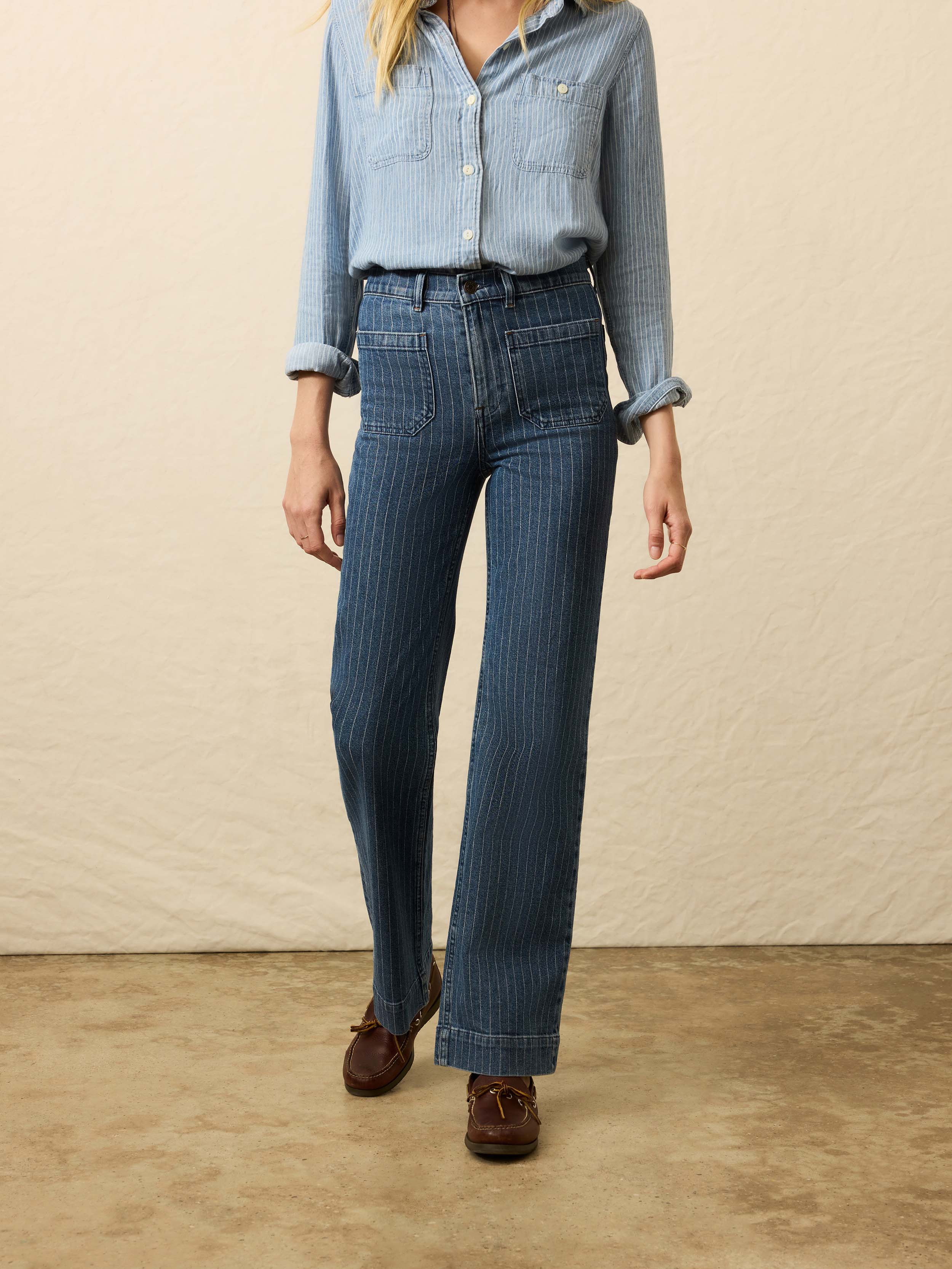 Sunwashed Denim Patch Pocket Pant - Dusk Stripe Wash