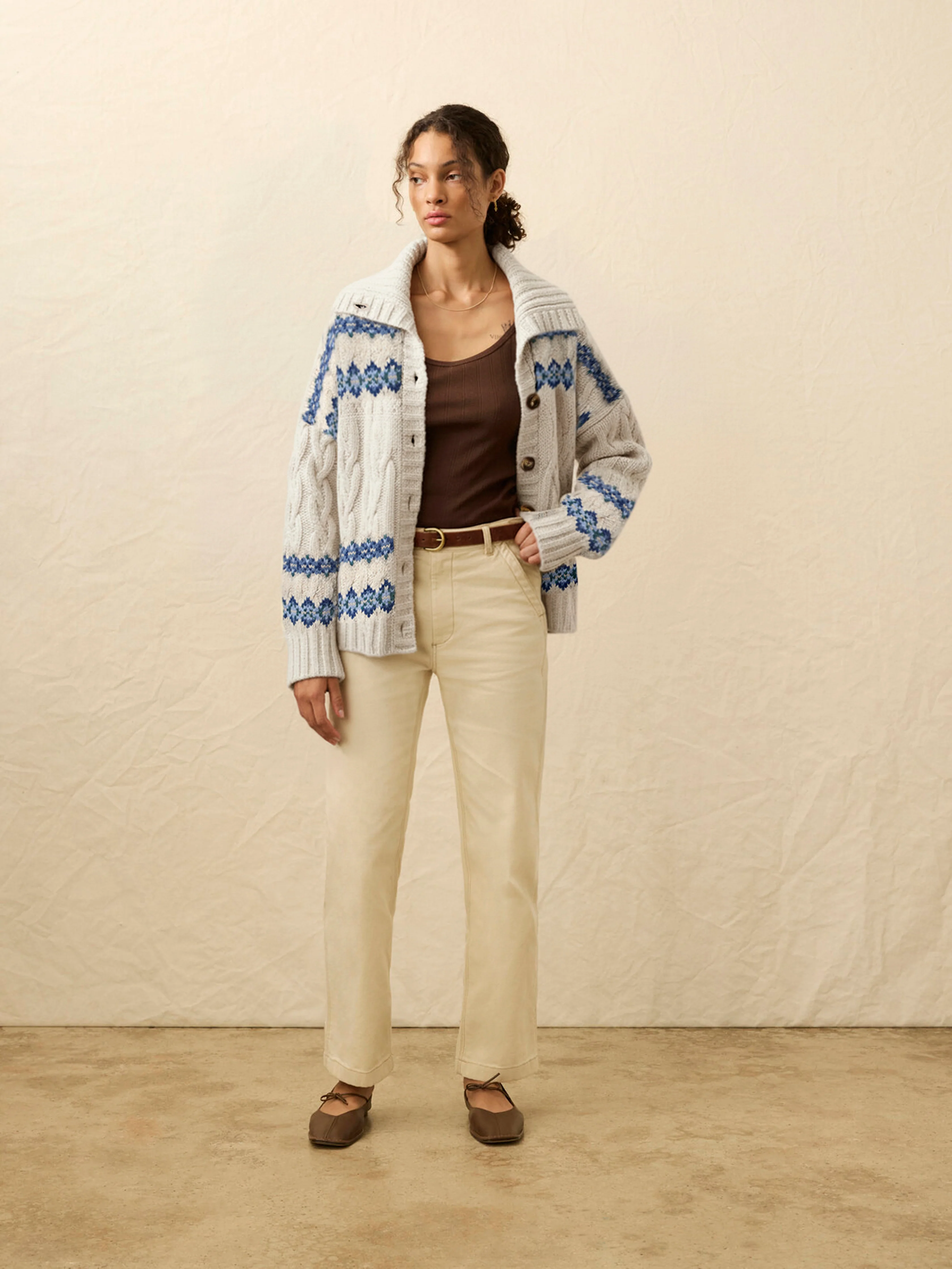 Highland Fairisle Cardigan - Lakeside Fairisle Snow