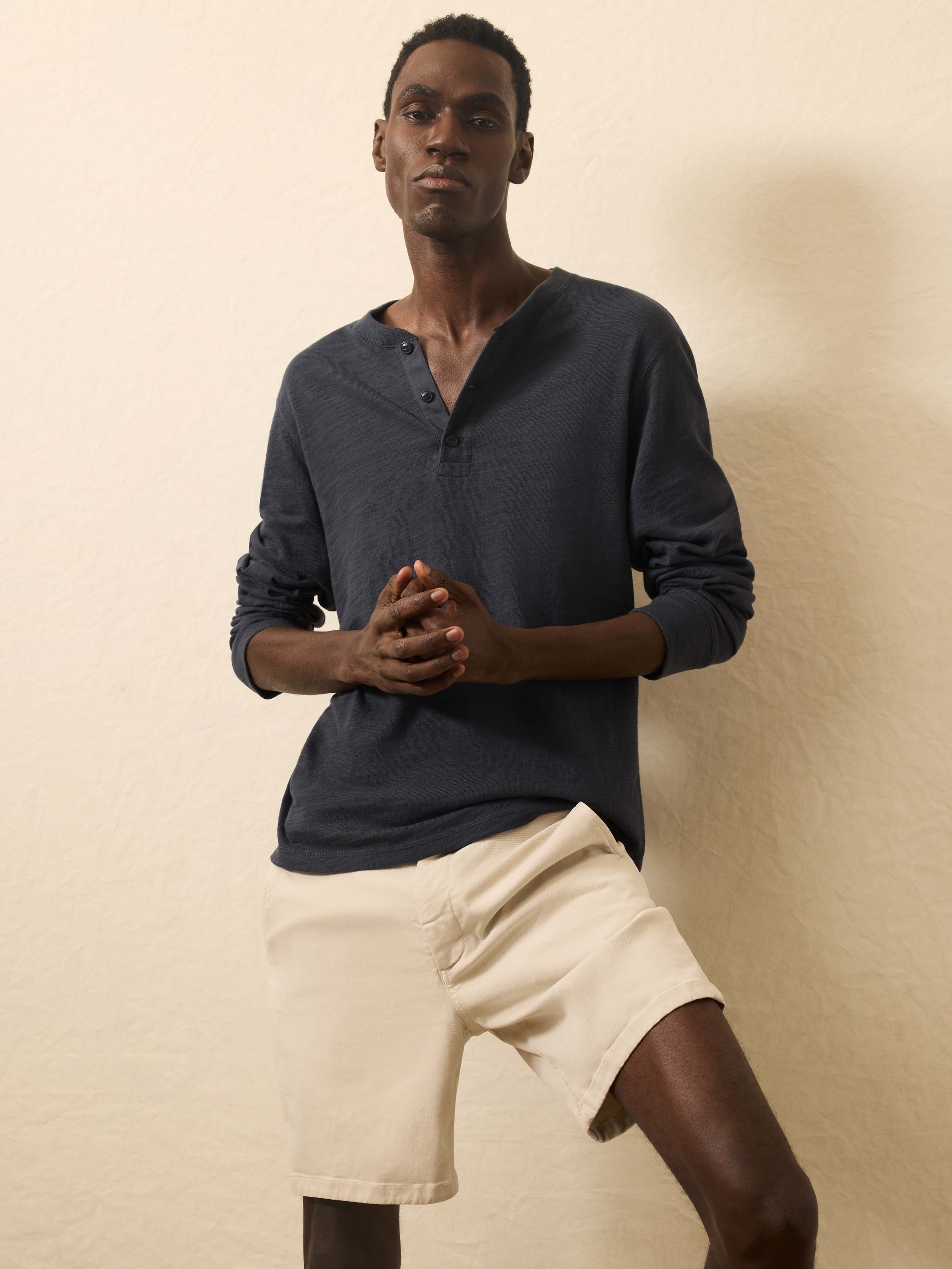 Sunwashed Slub Henley - Blue Nights