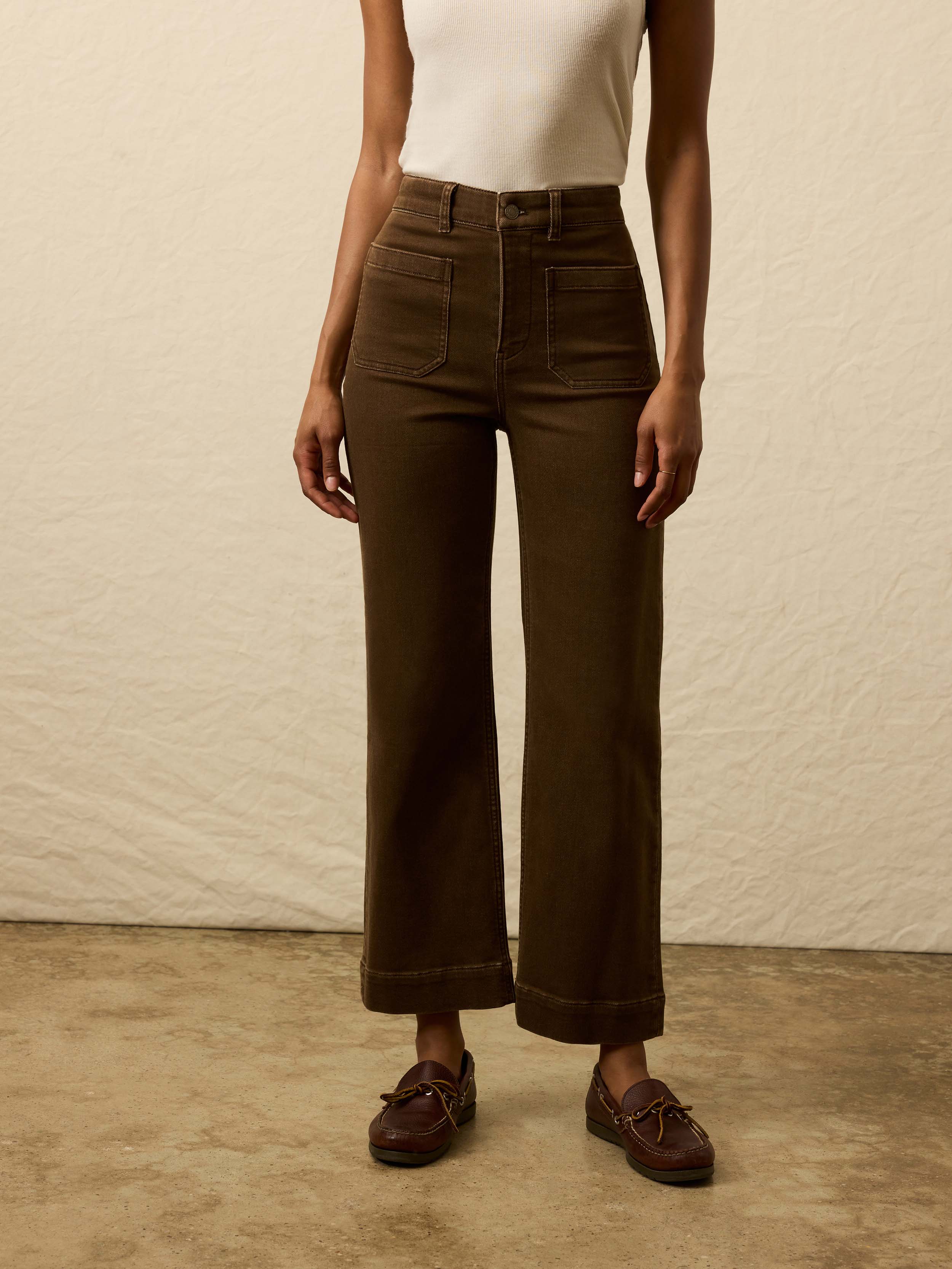 Stretch Terry Patch Pocket Ankle Pant - Walnut