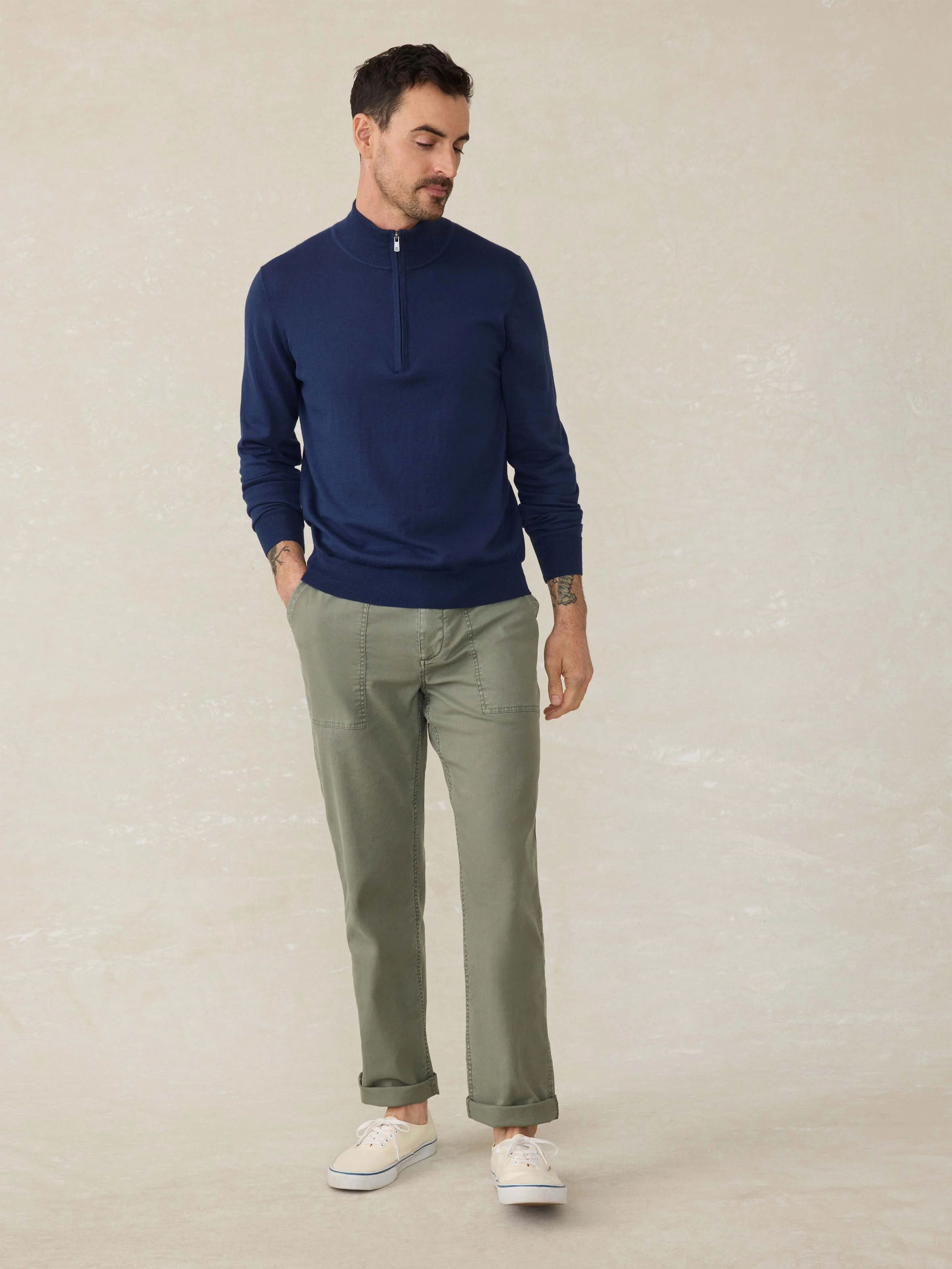 Movement™ Quarter Zip Sweater - Marine Navy Heather