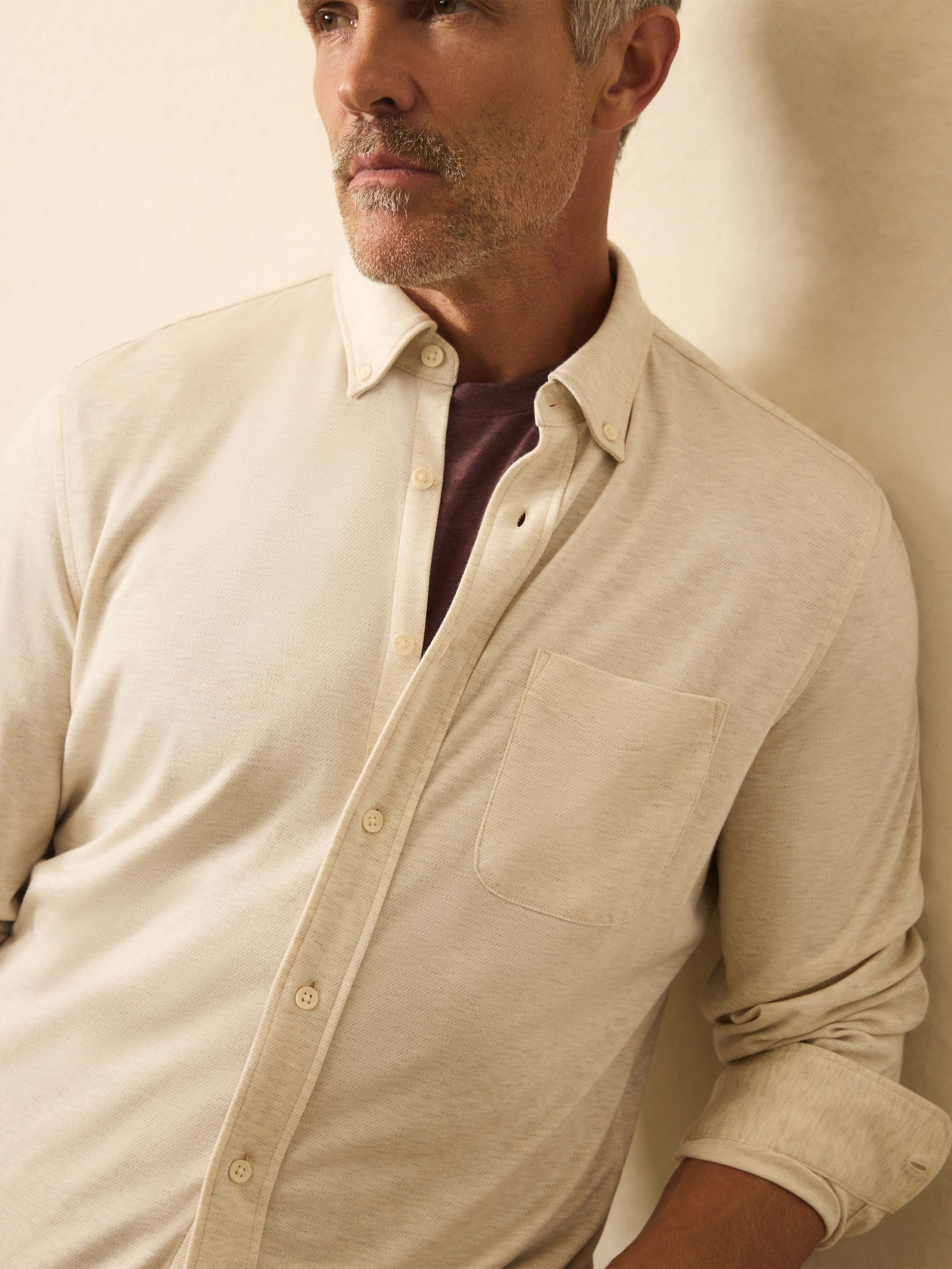 Coastline Knit Shirt - Oatmeal Twill