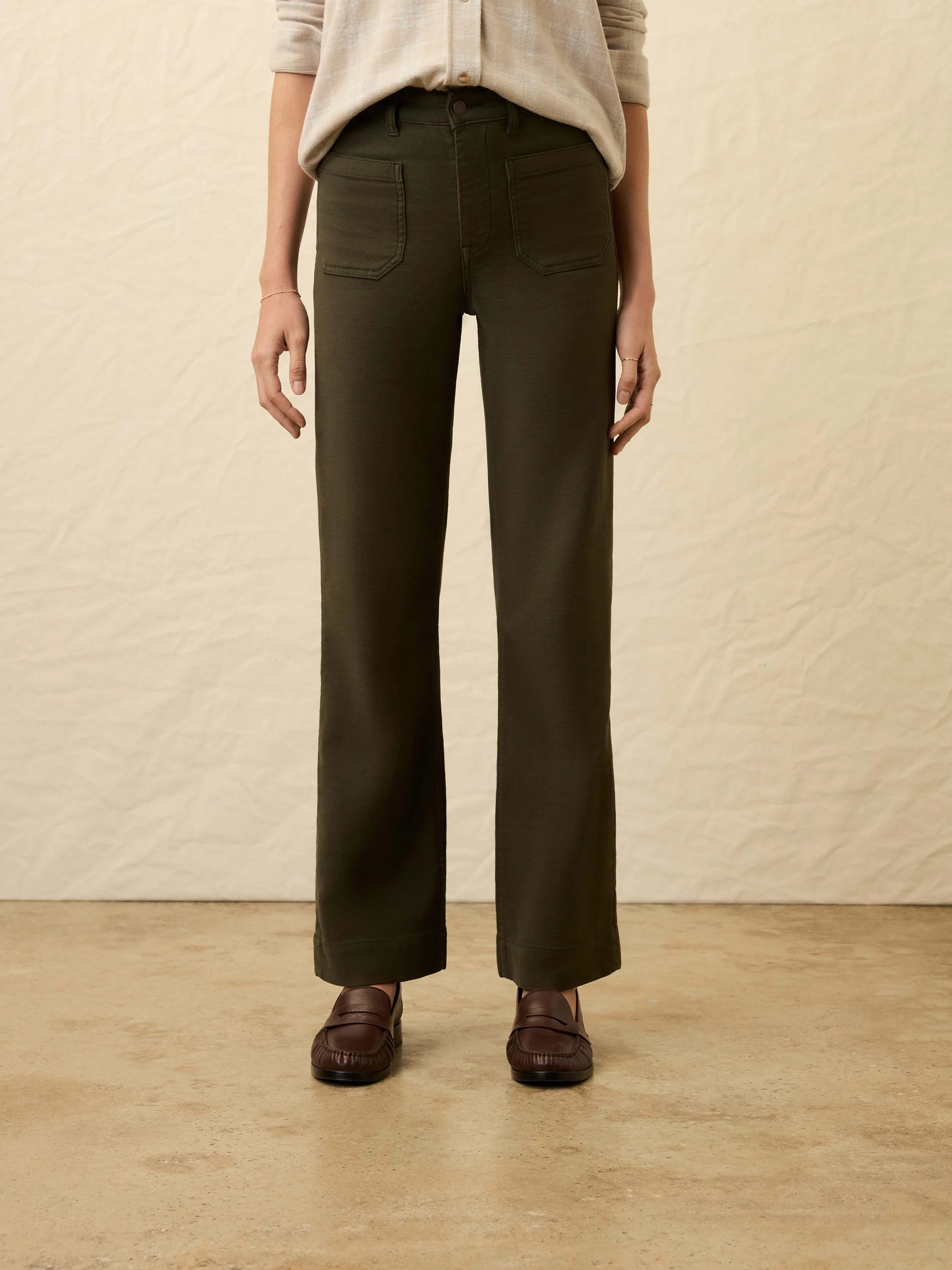 Stretch Terry Patch Pocket Pant - Forest Olive