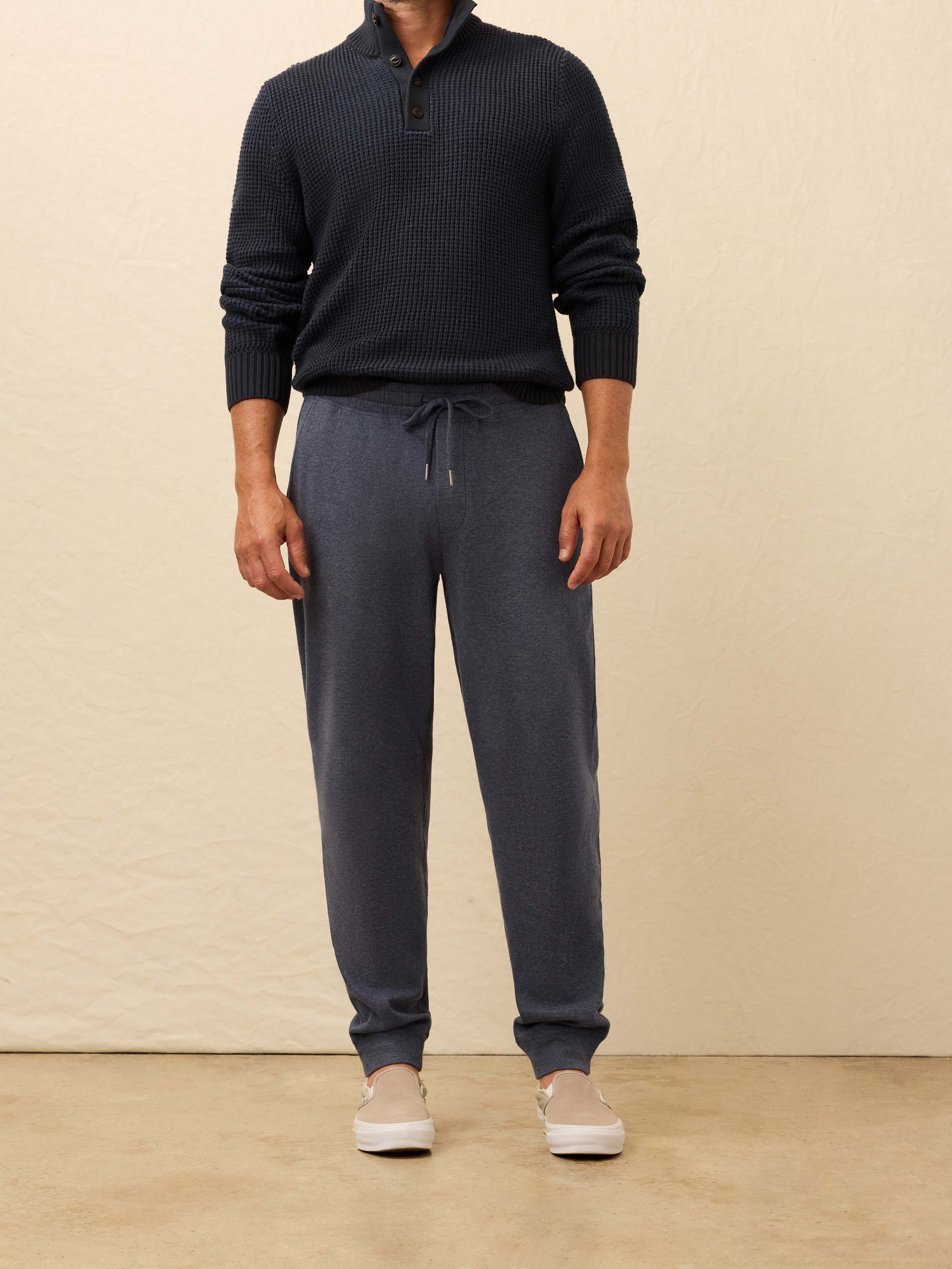 Aspen Lounge Cashmere Sweatpant - Night Ocean Melange