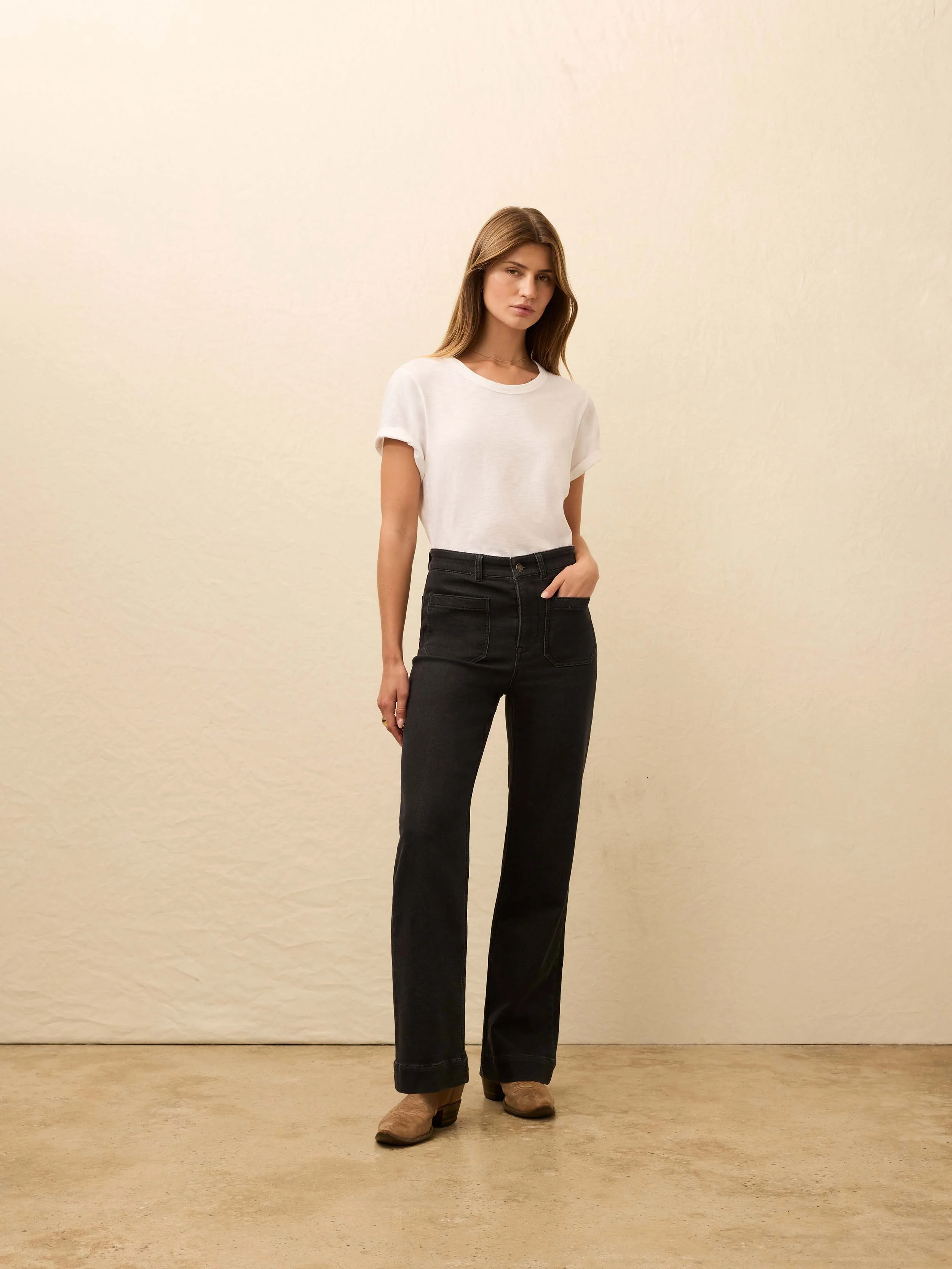 Stretch Terry Patch Pocket Ankle Pant - Onyx Black