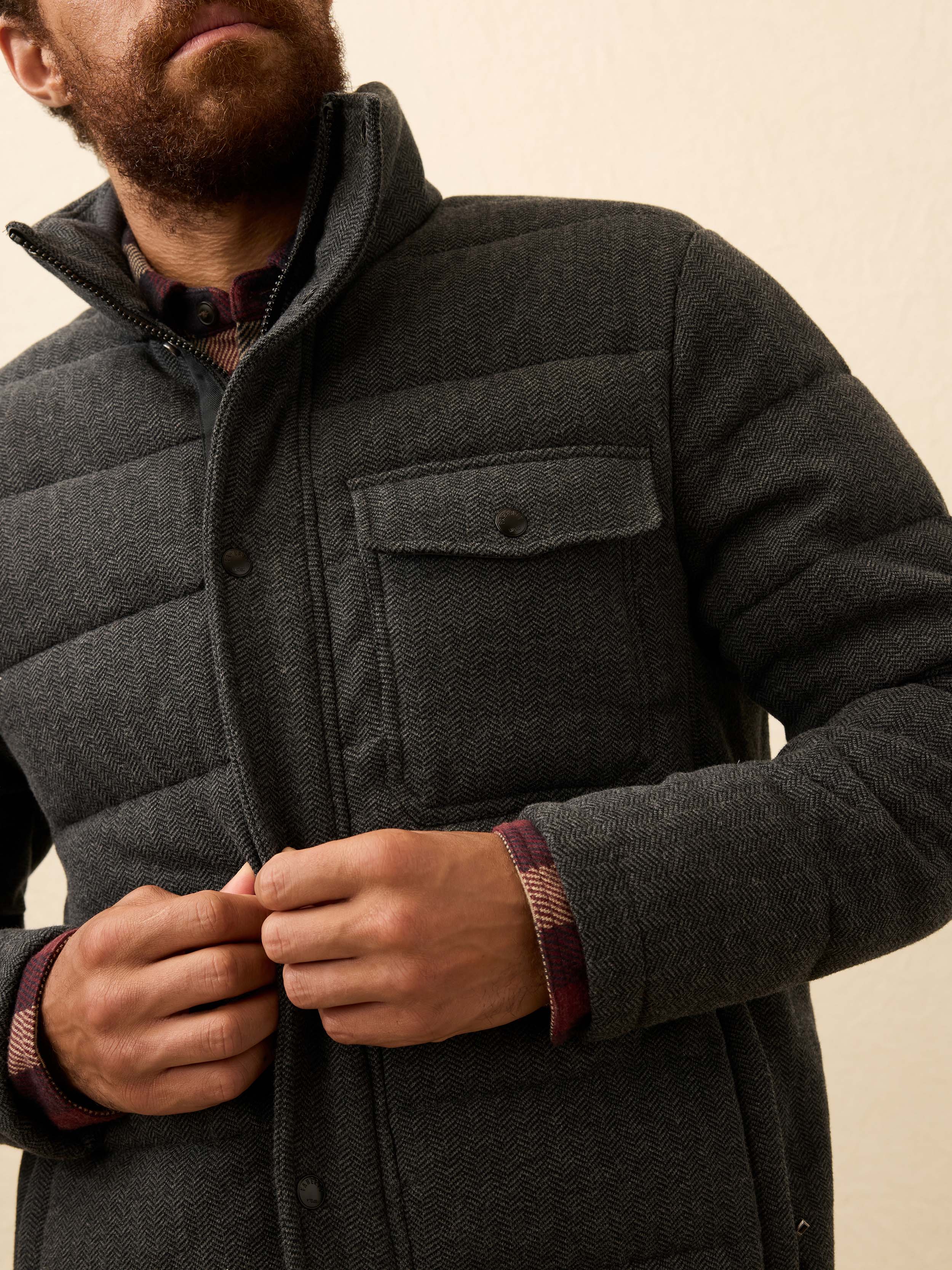 Teton Valley Deck Jacket - Dark Steel Charcoal Herringbone