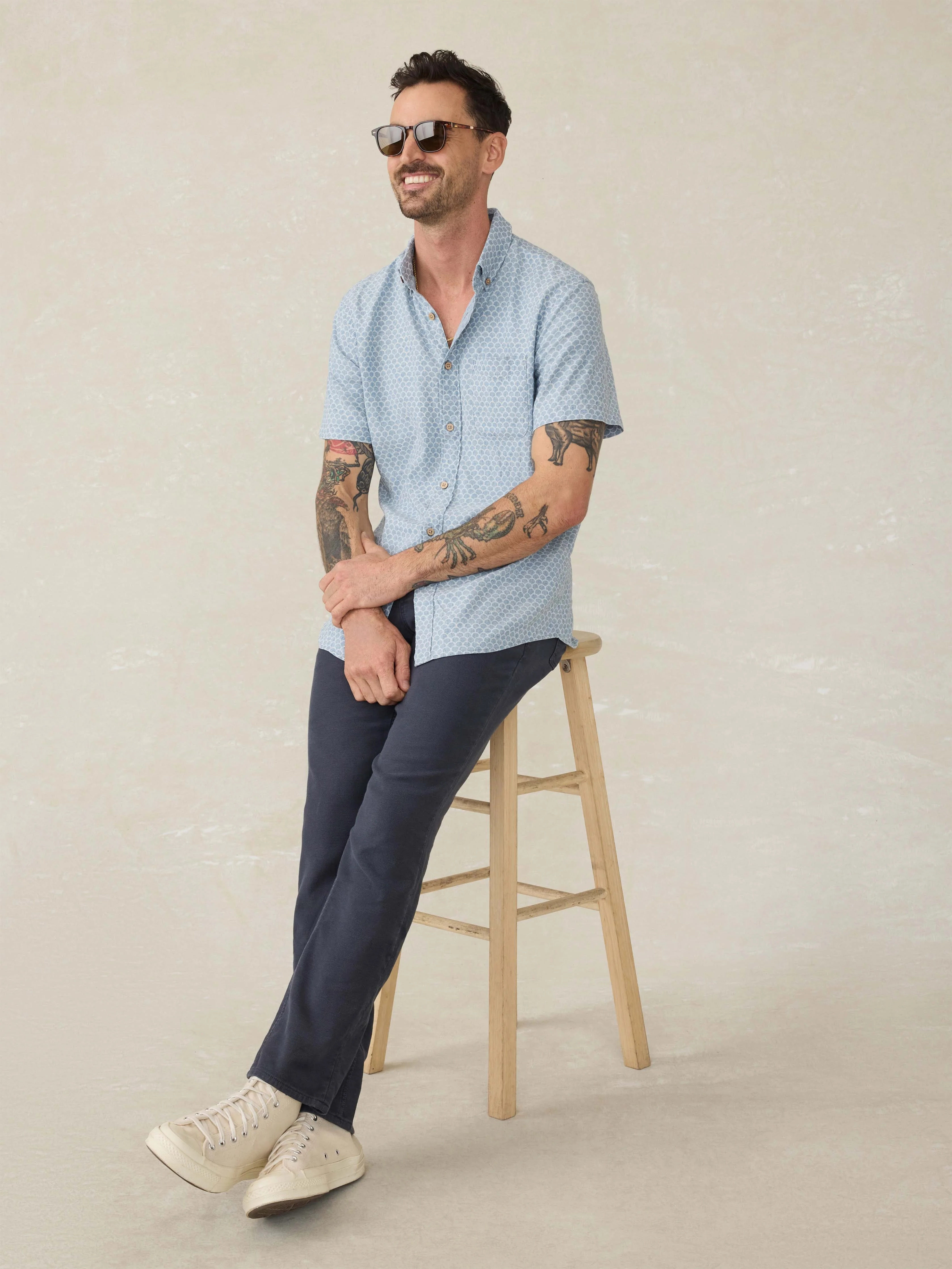 Short- Sleeve Breeze Shirt - Fish Scale Redux