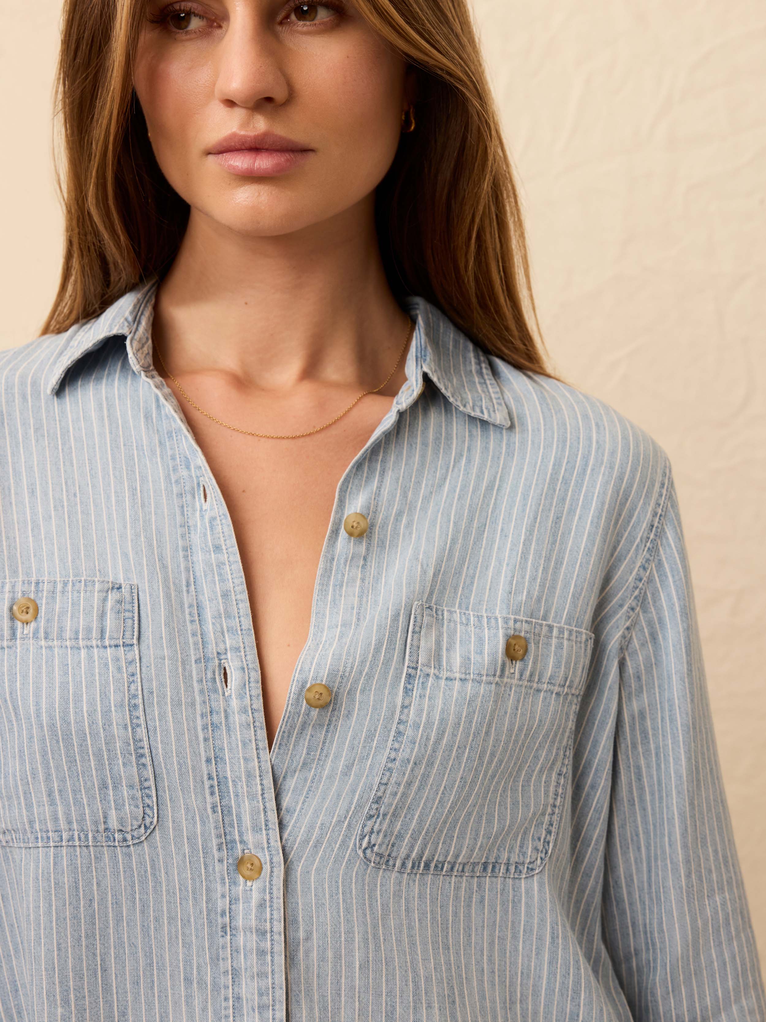 Tried & True Chambray Shirt - Bluewater Stripe Wash