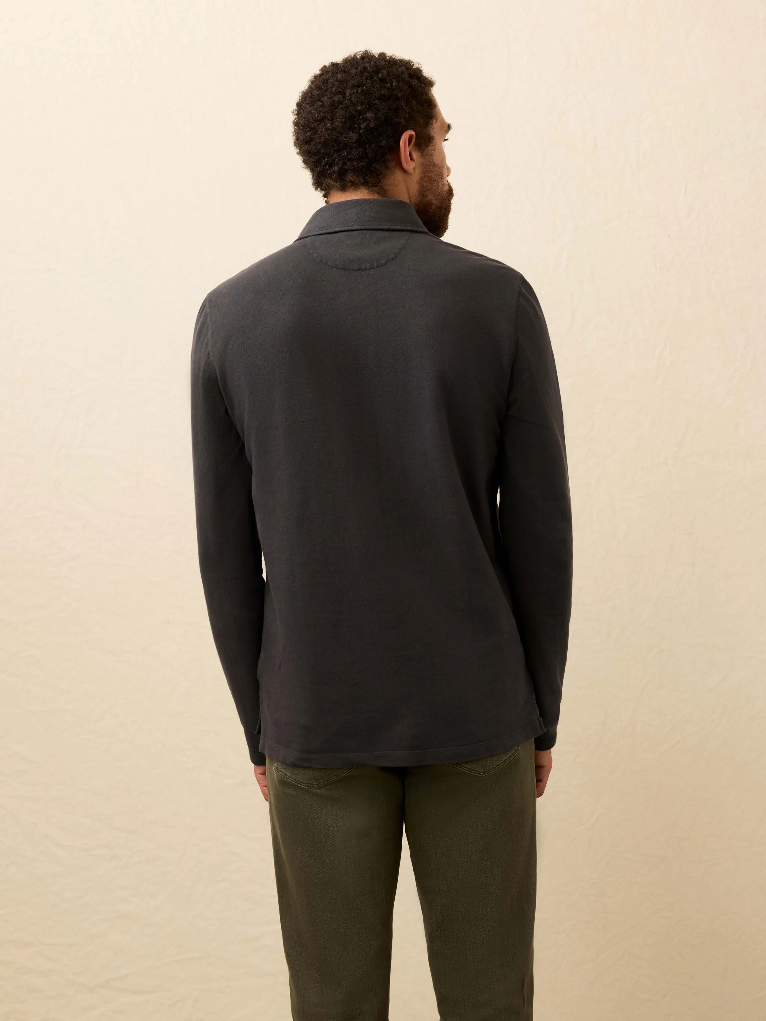 Long-Sleeve Field Knit Polo - Washed Charcoal