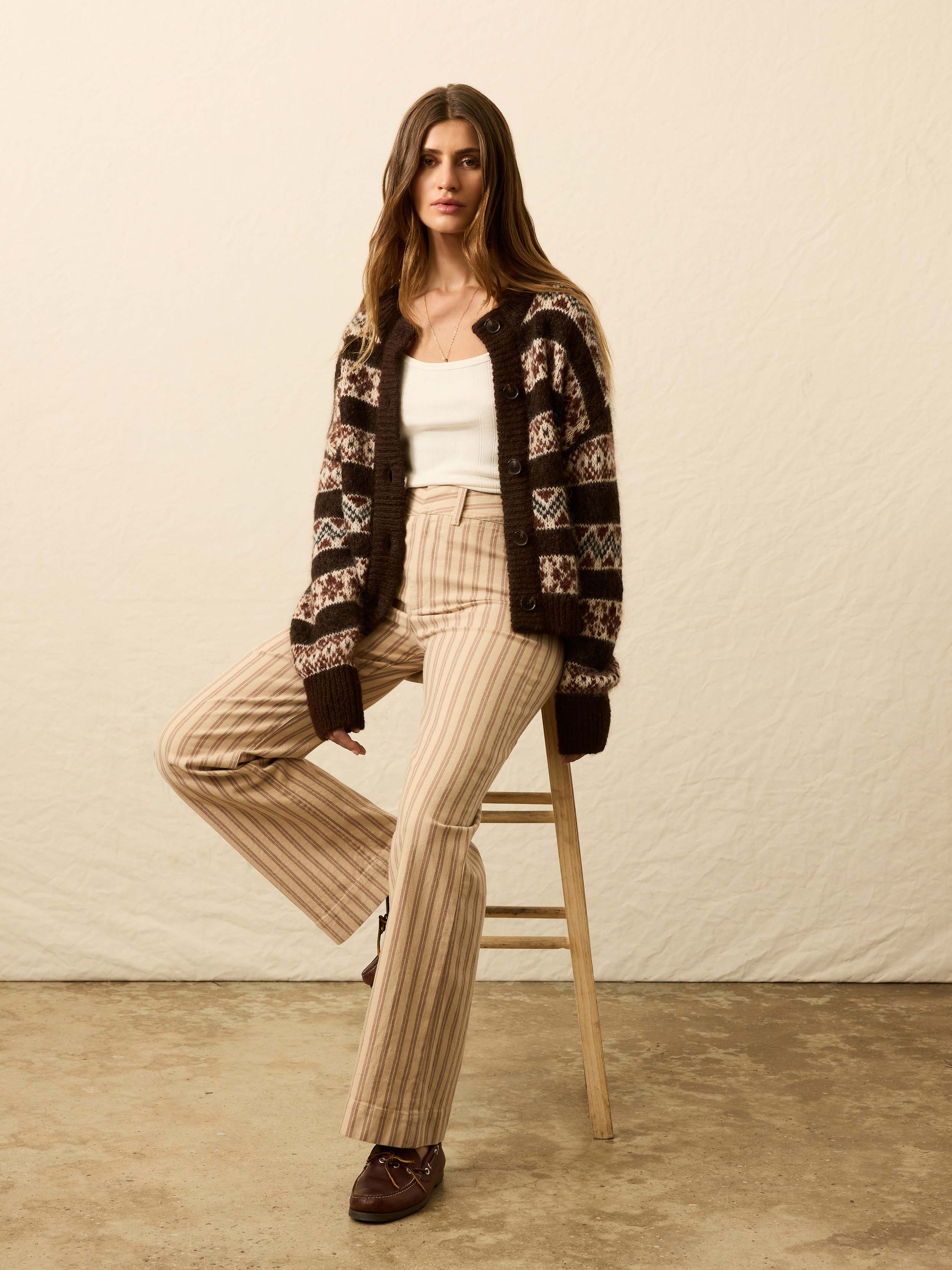 Twill Tide Slim Straight Pant - Pebble Shore Stripe