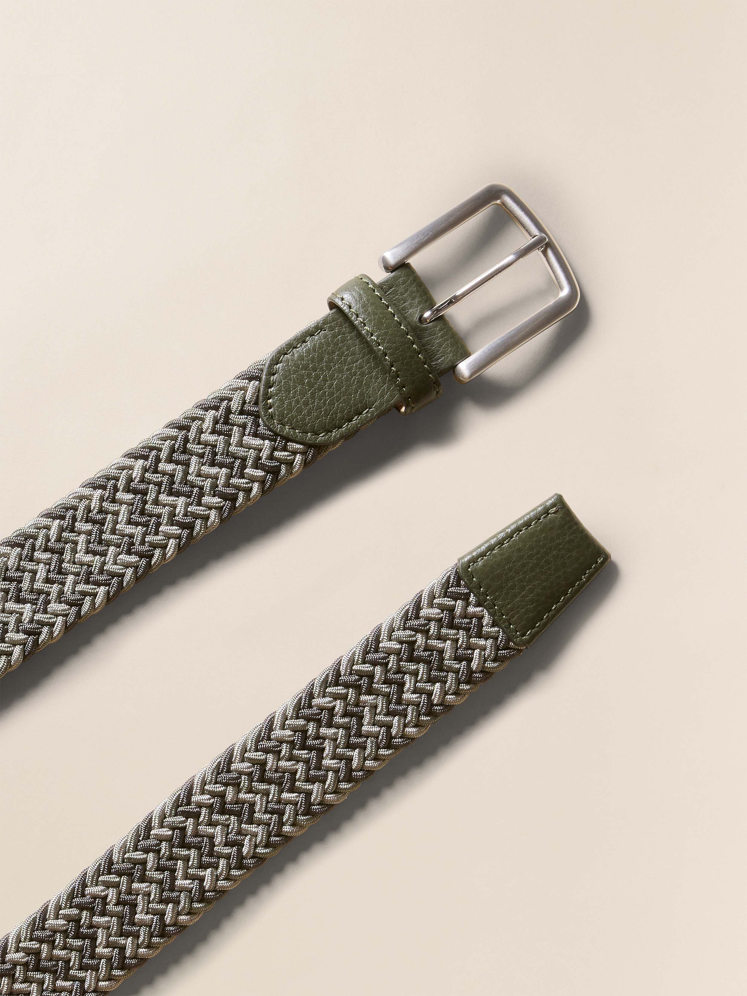Men's Stretch Woven Belt - Green Multi