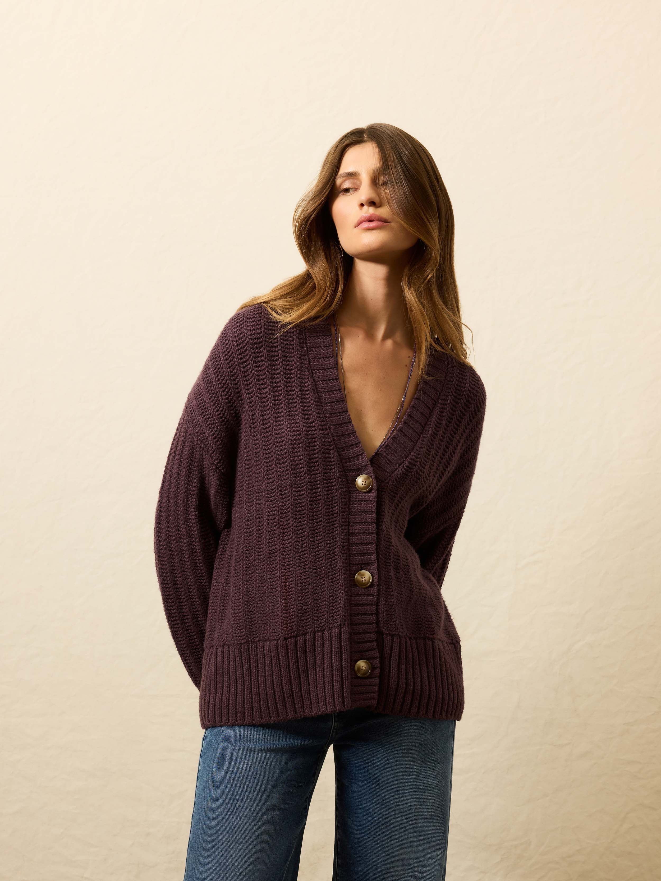 Heirloom Cotton Relaxed Cardigan - Huckleberry