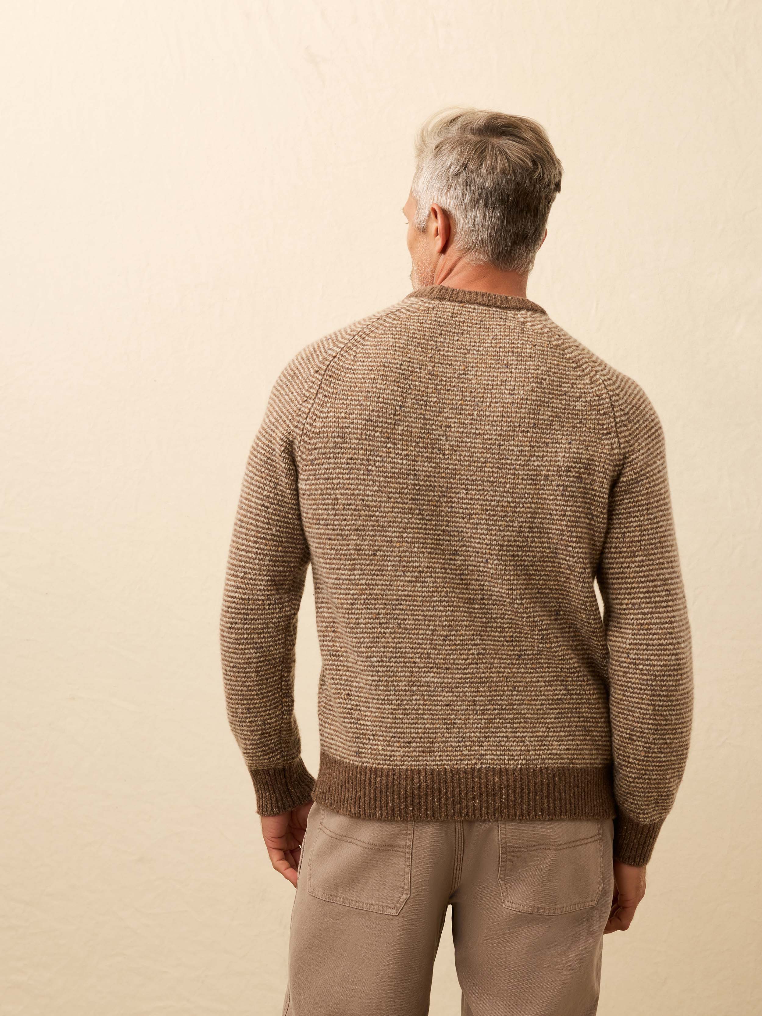 Donegal Crew Sweater - Walnut Feeder Marl