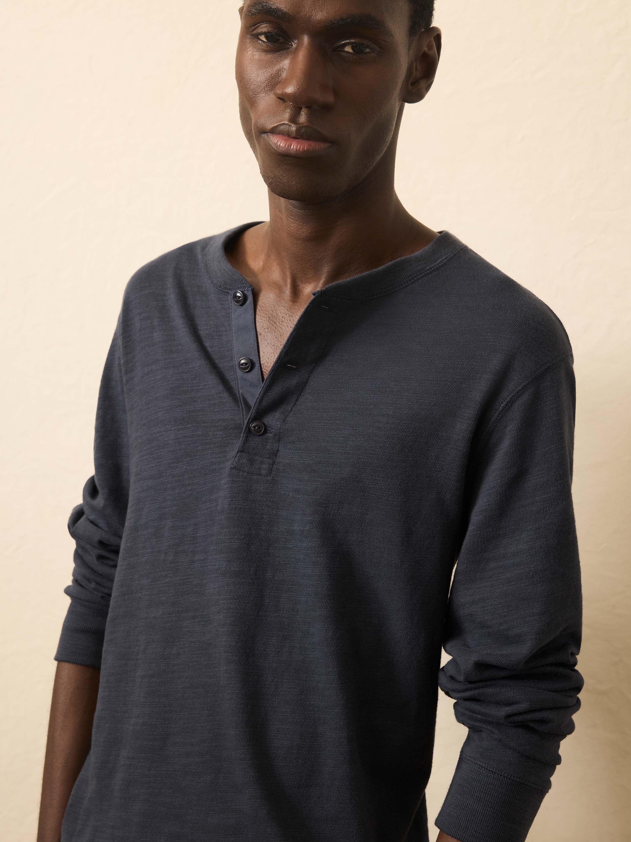 Sunwashed Slub Henley - Blue Nights