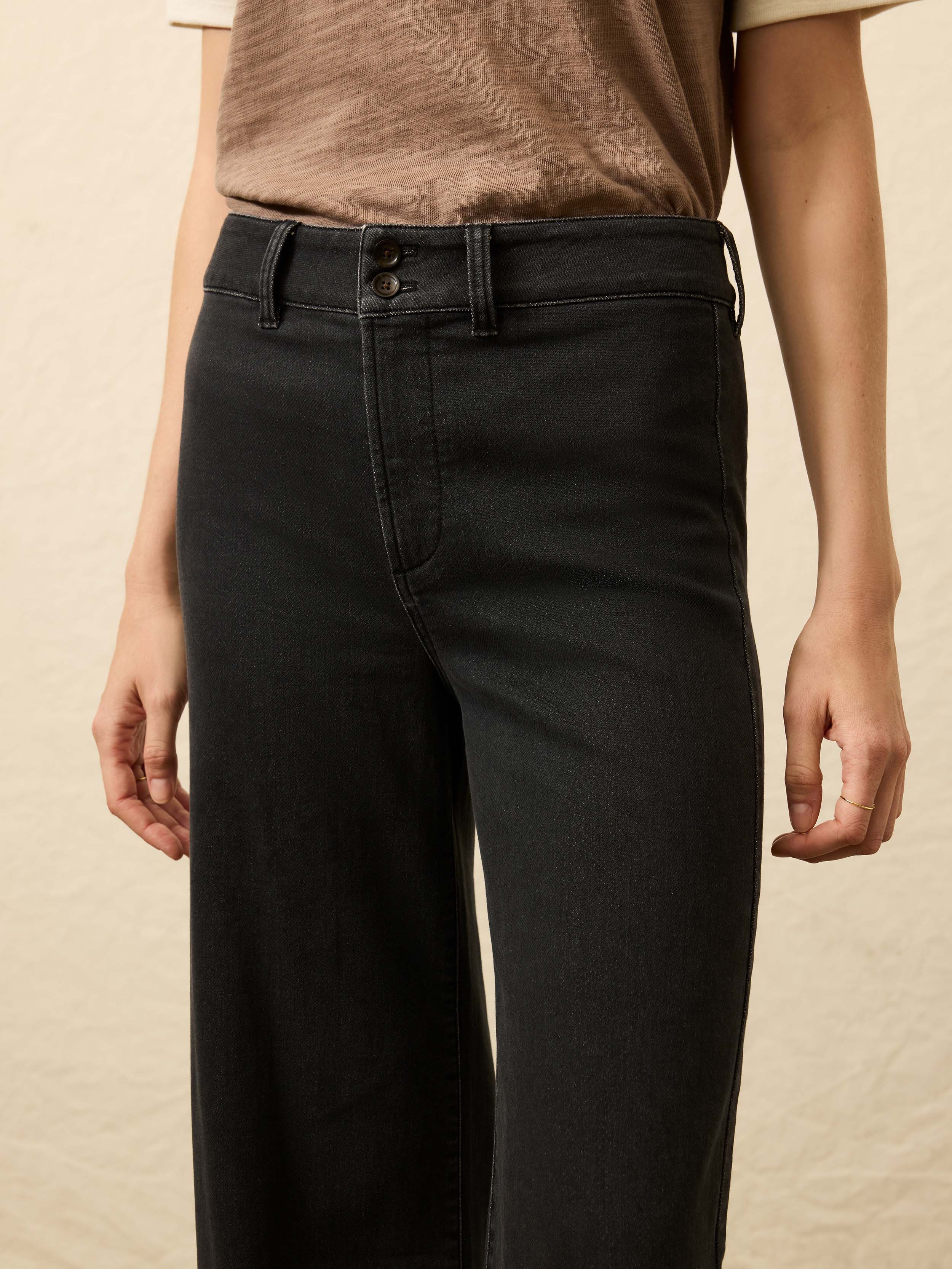 Stretch Terry Sailor Trouser - Onyx Black