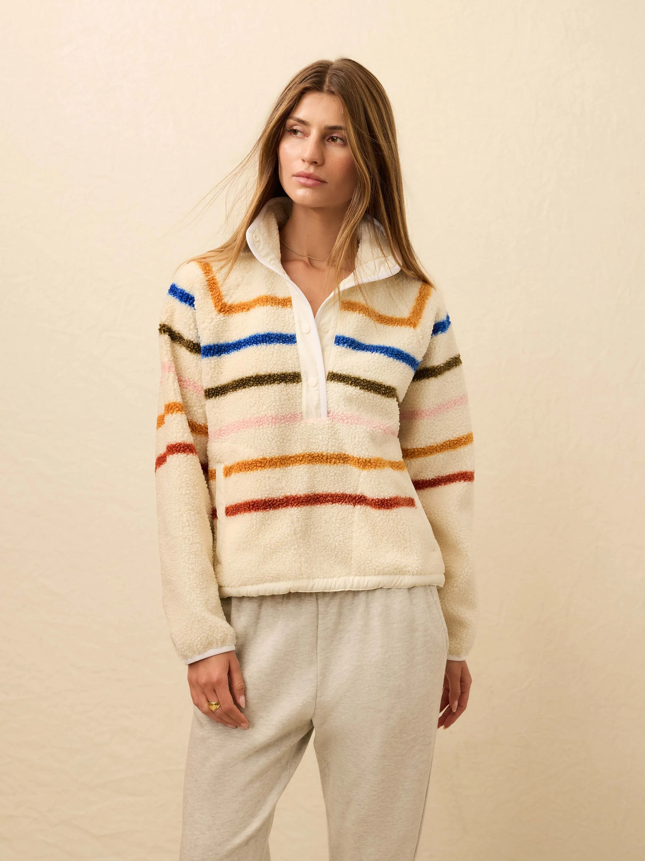 Fireside Fleece Popover - Dream Fleece Stripe