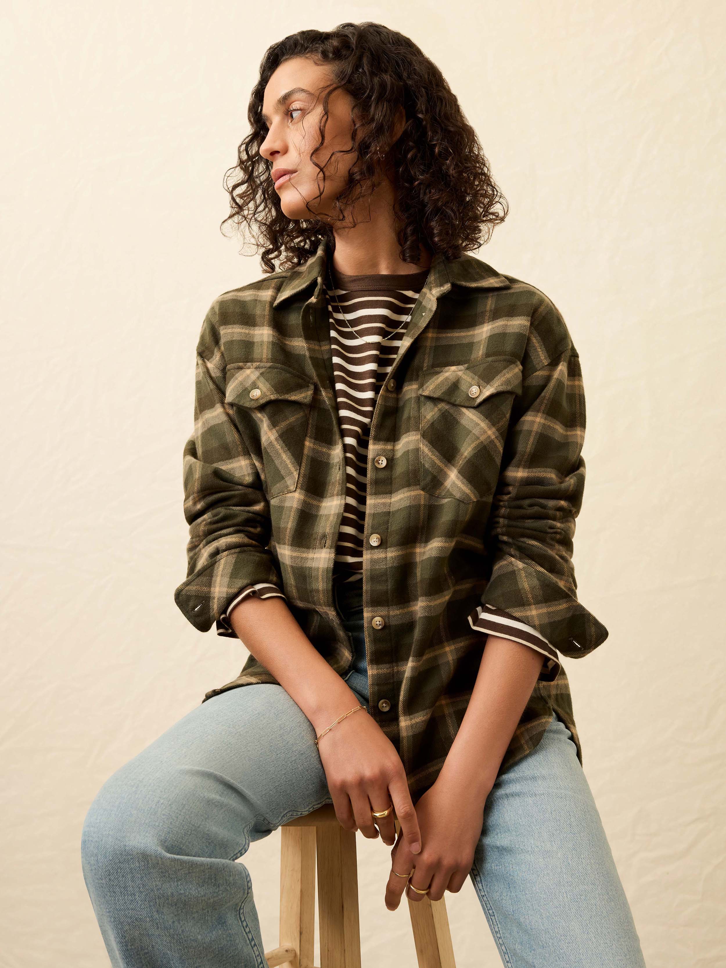 Heirloom Portuguese Flannel Overshirt - Garrett Verde Plaid