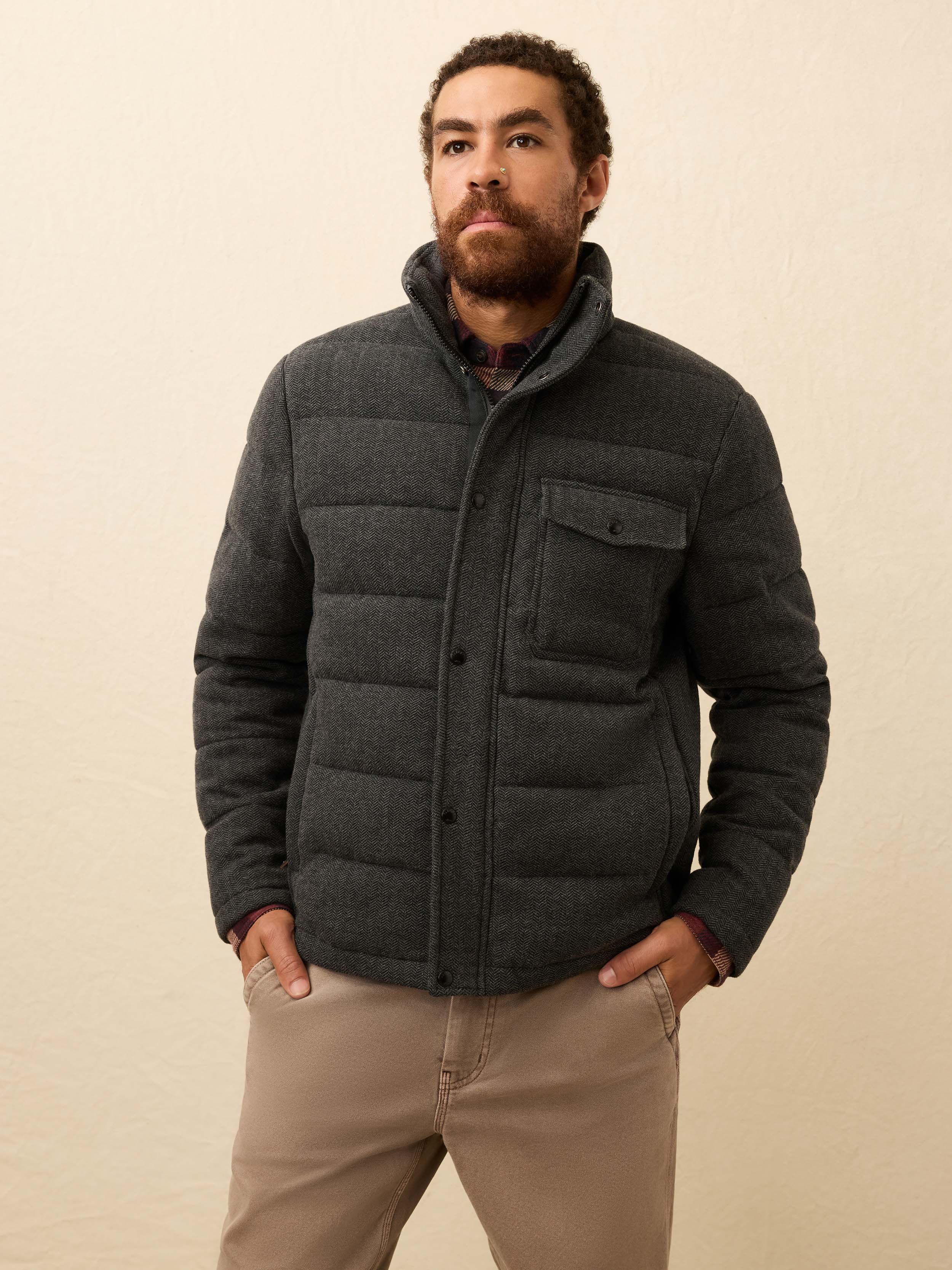 Teton Valley Deck Jacket - Dark Steel Charcoal Herringbone