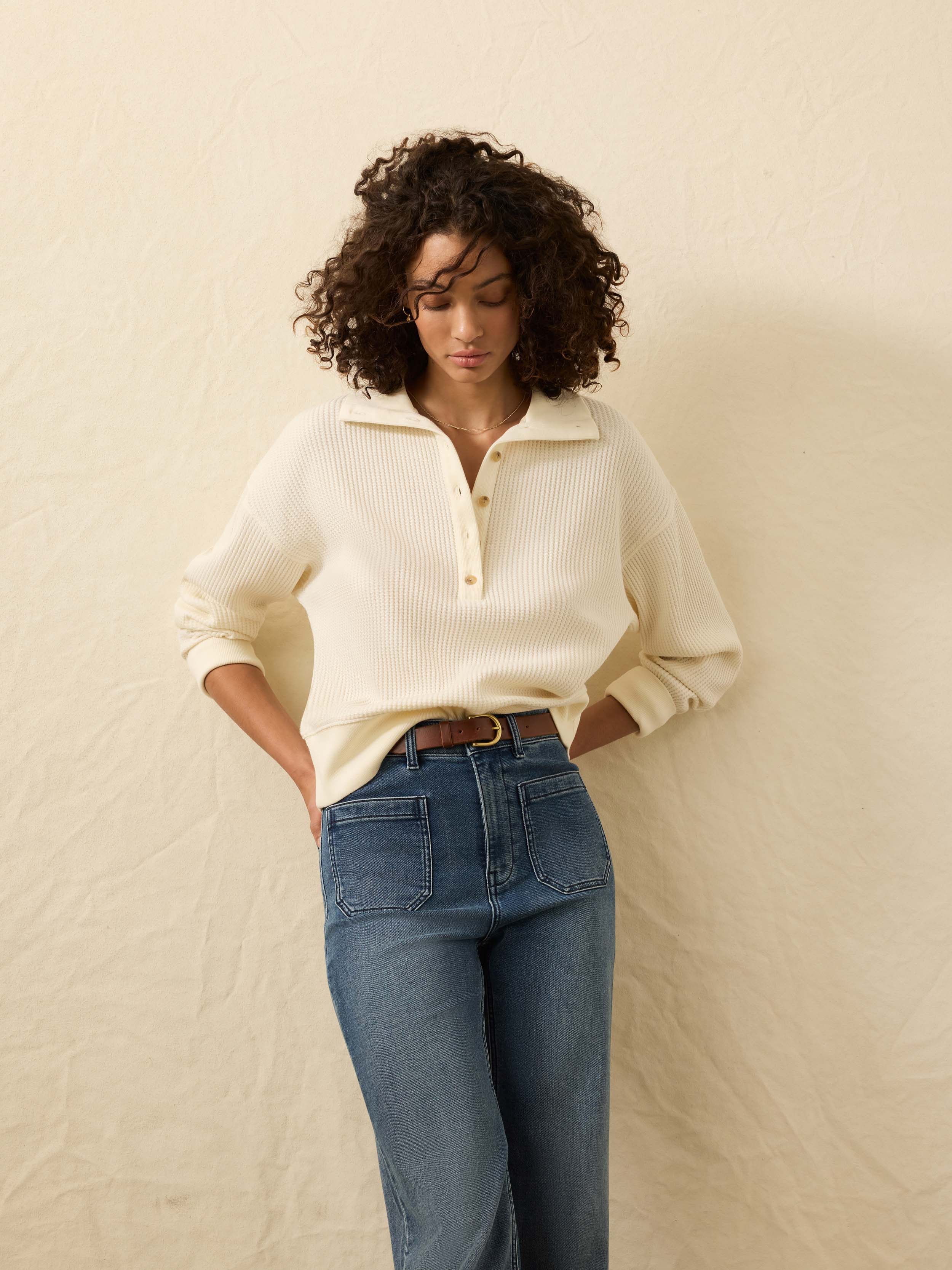 Après Waffle Henley - Coastal Cream