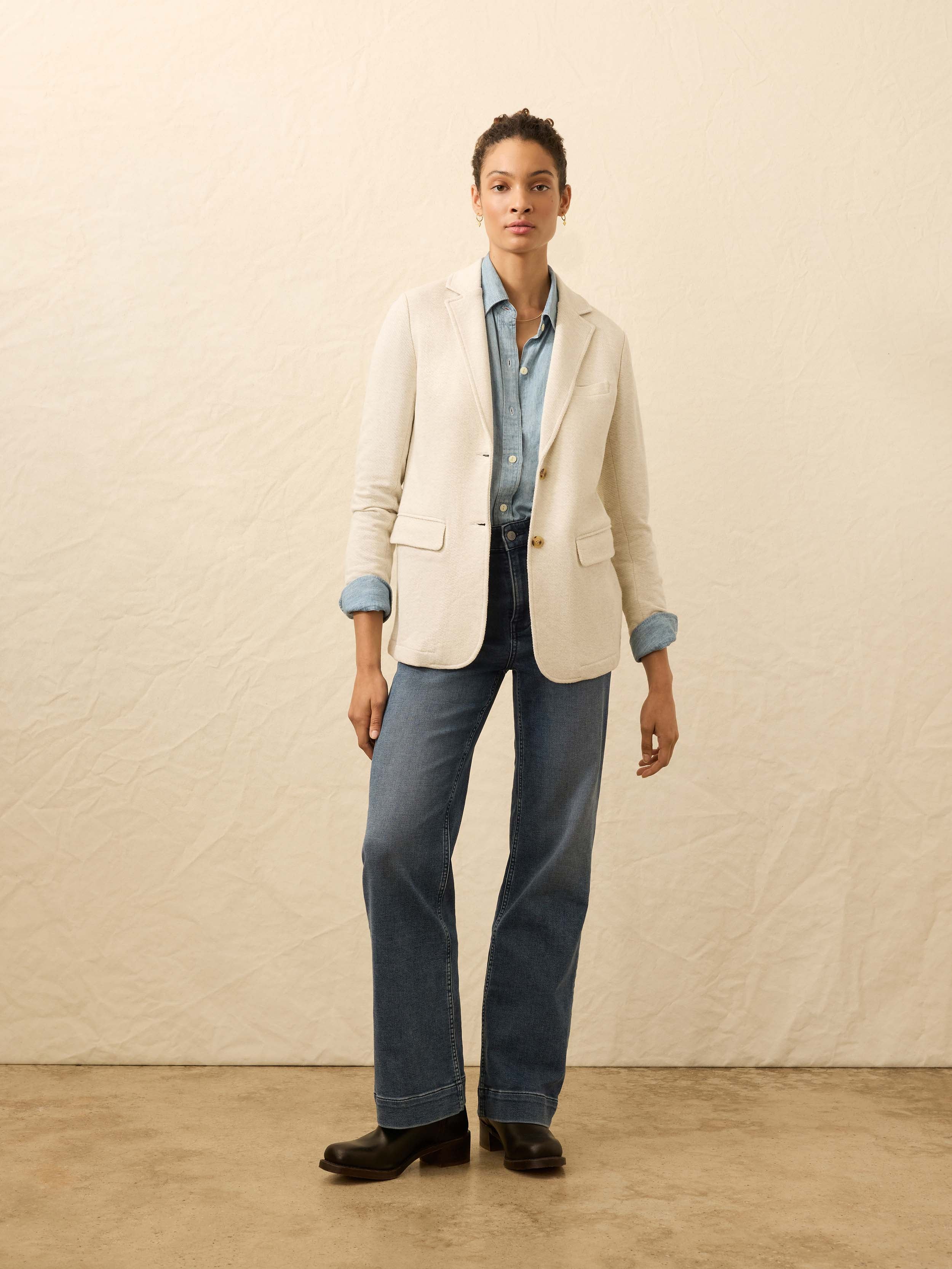 Inlet Knit Blazer - Light Oatmeal Melange