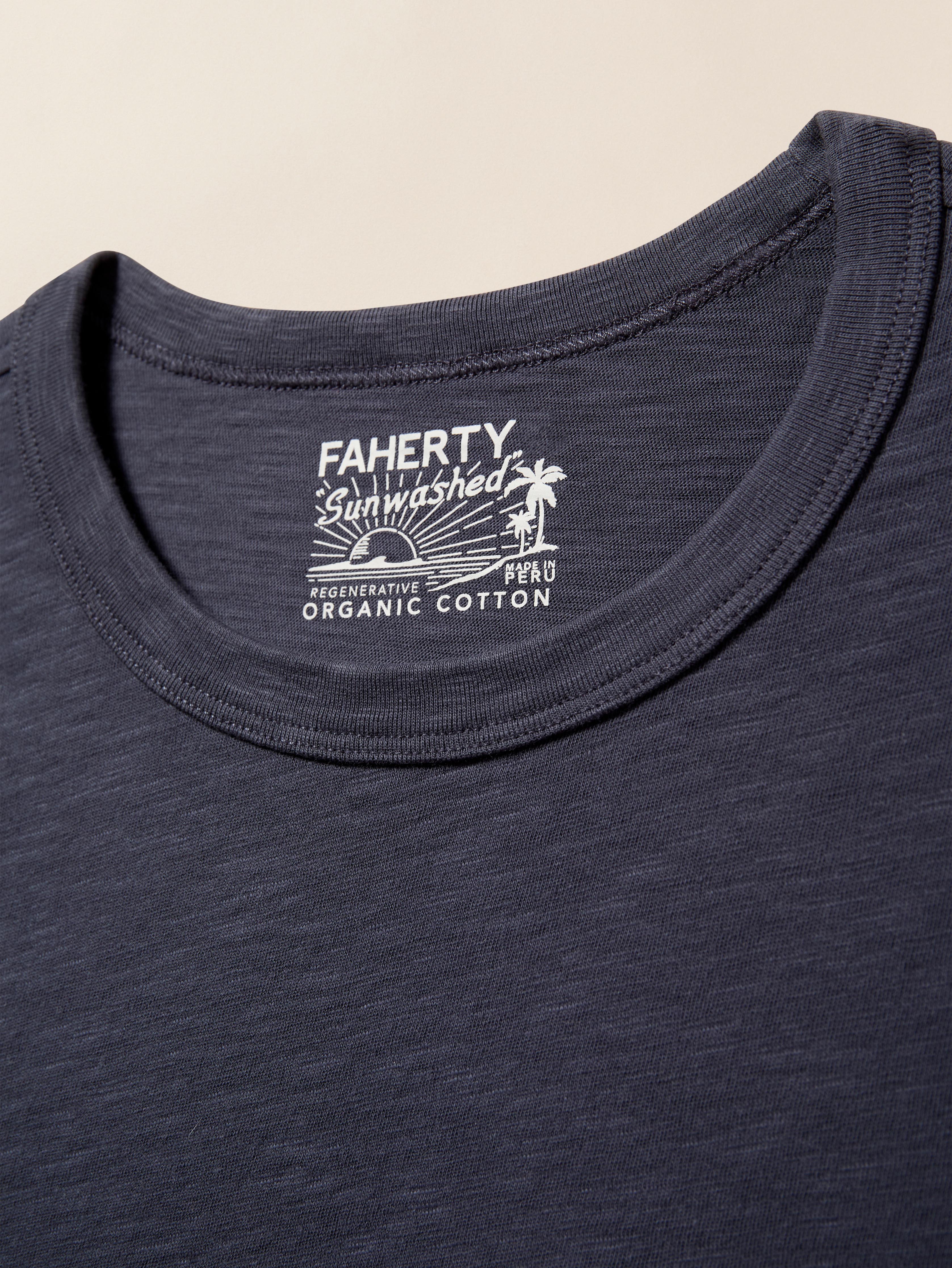 Long-Sleeve Sunwashed Regenerative Cotton Tee - Dune Navy